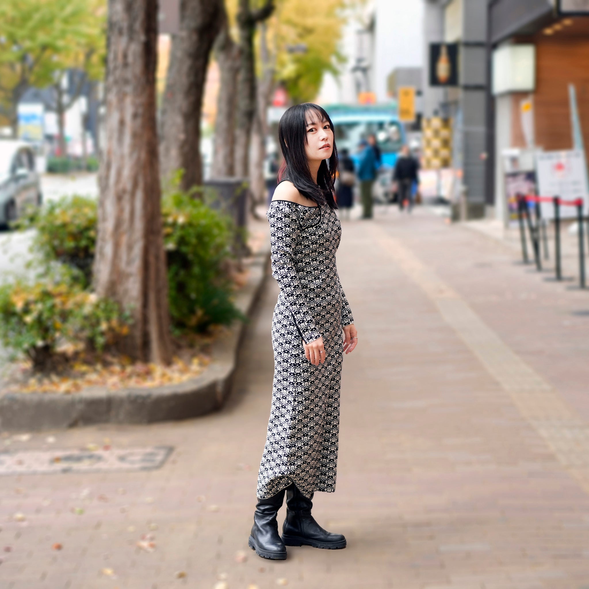 Art Knit Dress | Color:Geometry【AMBERGLEAM_アンバーグリーム】| 1149131218g