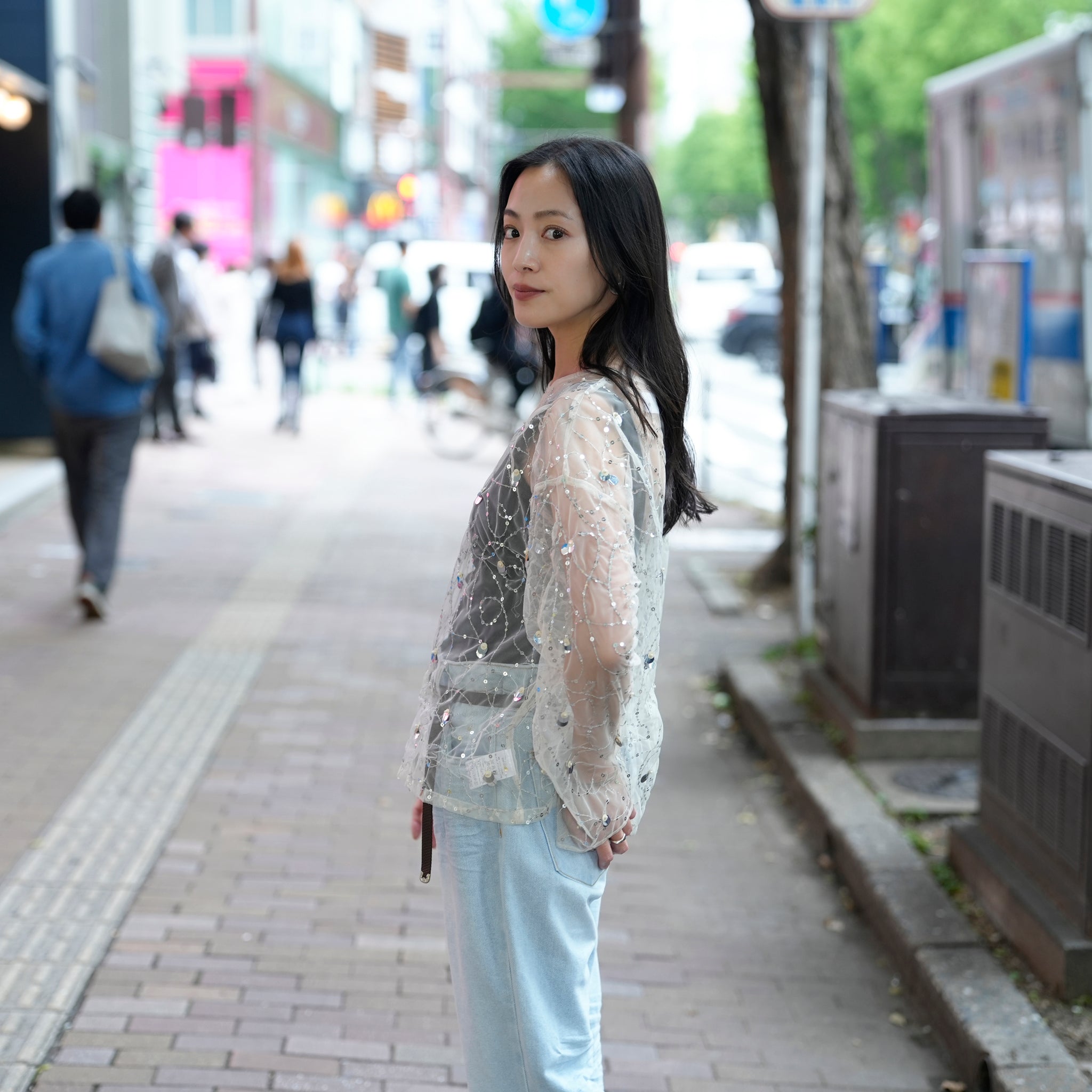 020151SN1_Ecru | SHINY SEQUIN EMBROIDERY TOP | Color:Ecru【SARA MALLIKA_サラマリカ】
