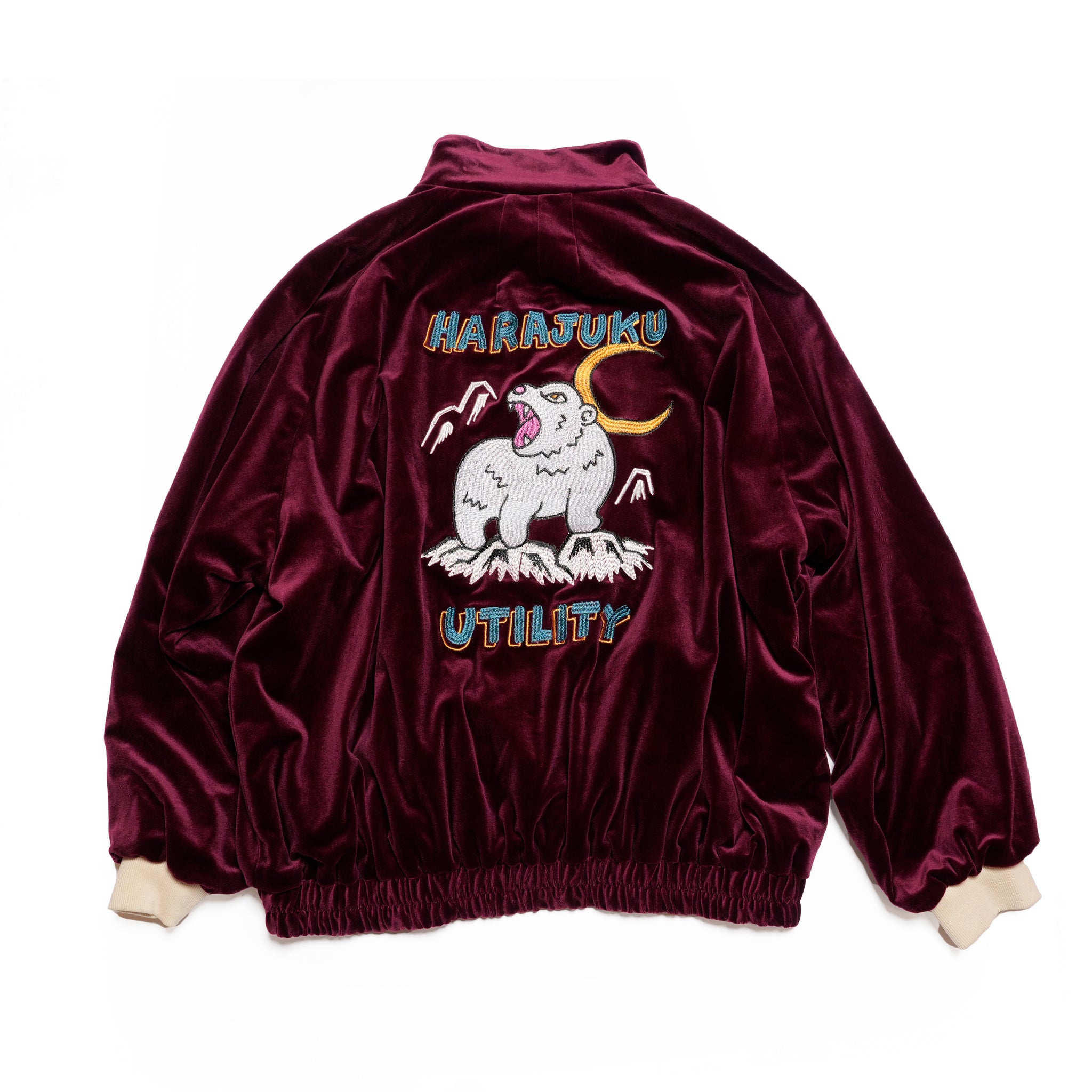 ef404-08 | Suka velour high neck jacket | Color:Wine/Green【EFFECTEN_エフェクテン】