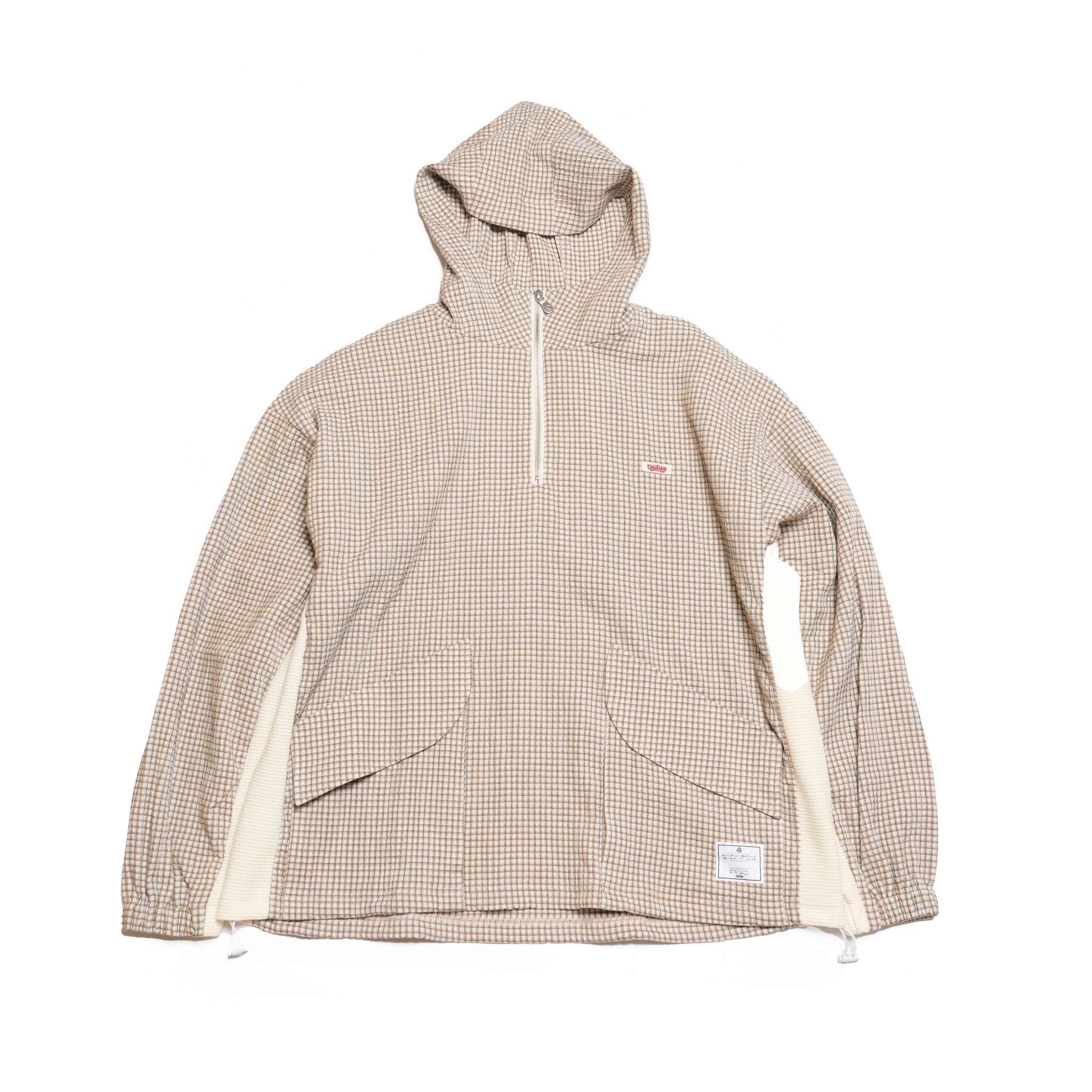 ef404-04 | Check half zip hoodie| Color:Cream【EFFECTEN_エフェクテン】