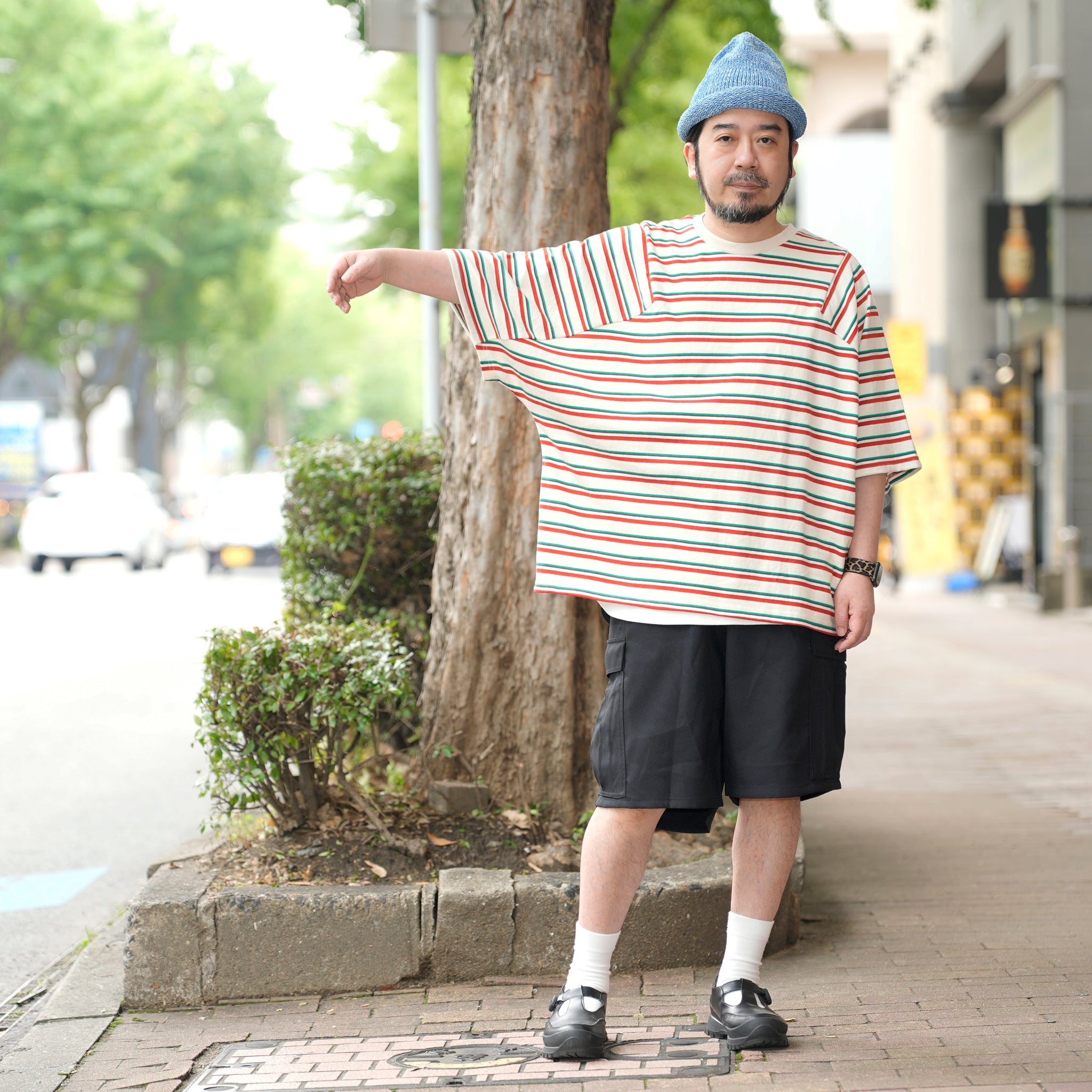 Border Panel Daily T-Shirt | Color:Vanilla【AMBERGLEAM_アンバーグリーム】| 1297151411_v