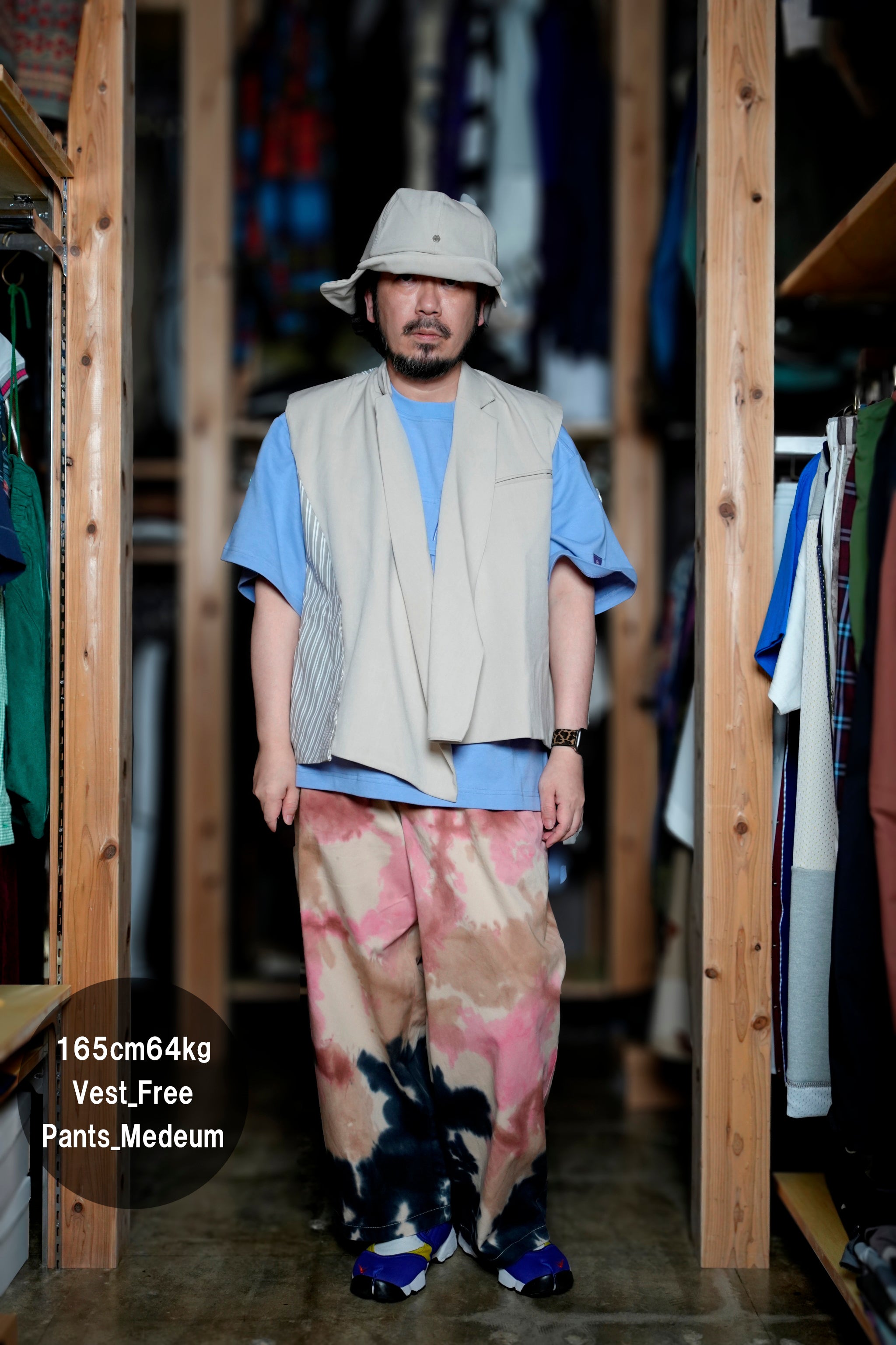 SNS24-RE-C01 | SeRE：ETA asymmetrical vest - Beige【SEIVSON_セイブソン】