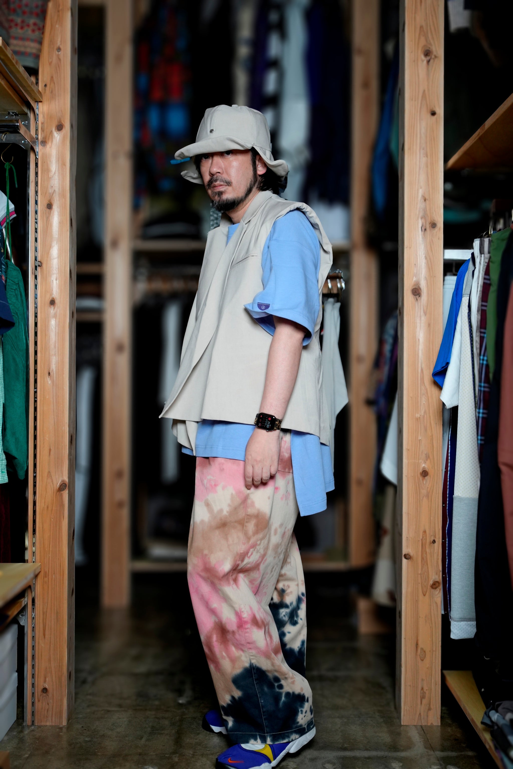 SNS24-RE-C01 | SeRE：ETA asymmetrical vest - Beige【SEIVSON_セイブソン】