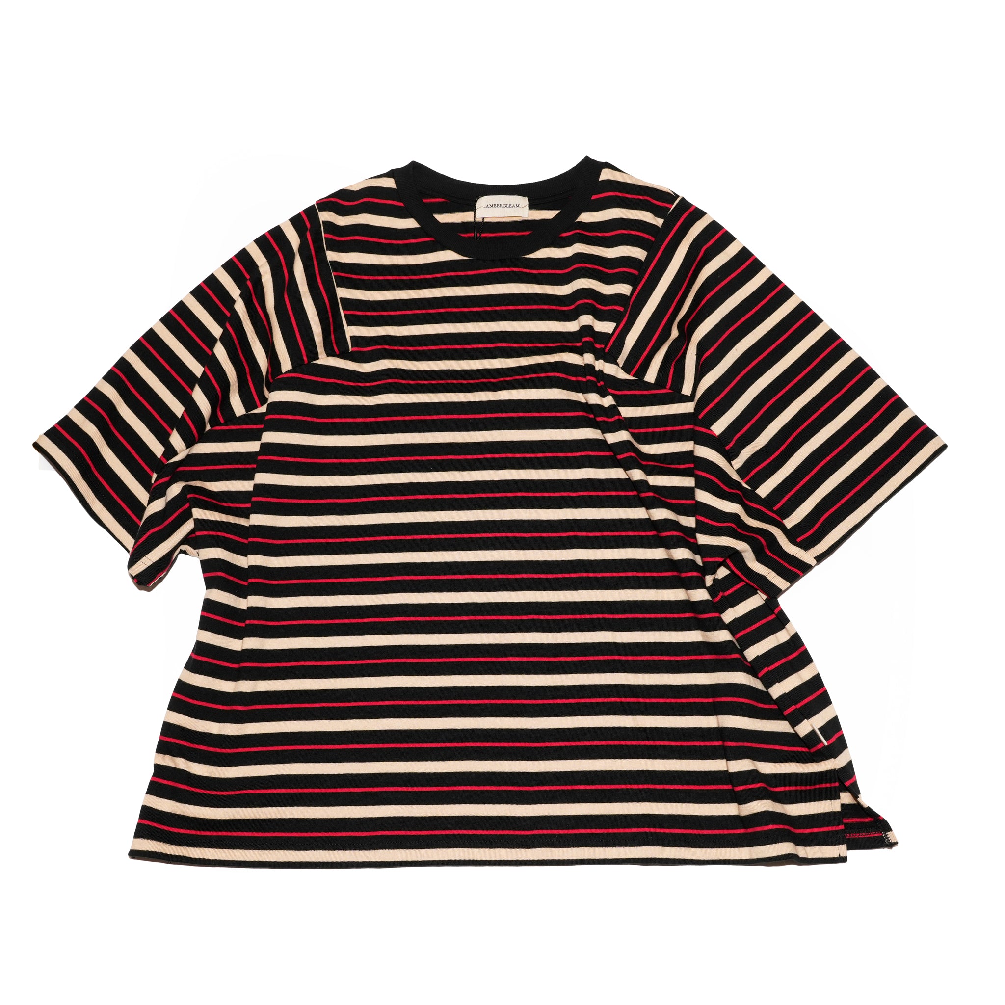 Border Panel Daily T-Shirt | Color:Black【AMBERGLEAM_アンバーグリーム】| 1297151411_b