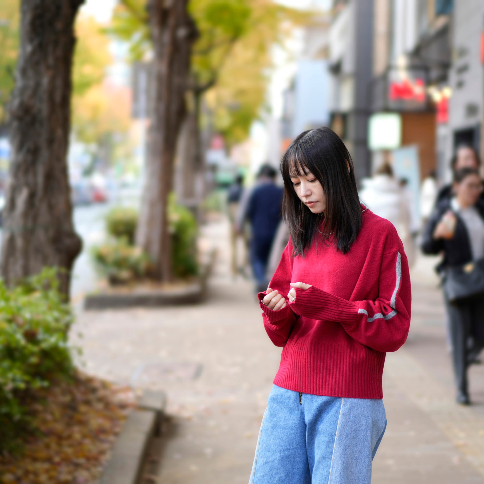 Sleeve line knit – Red | WHYTO