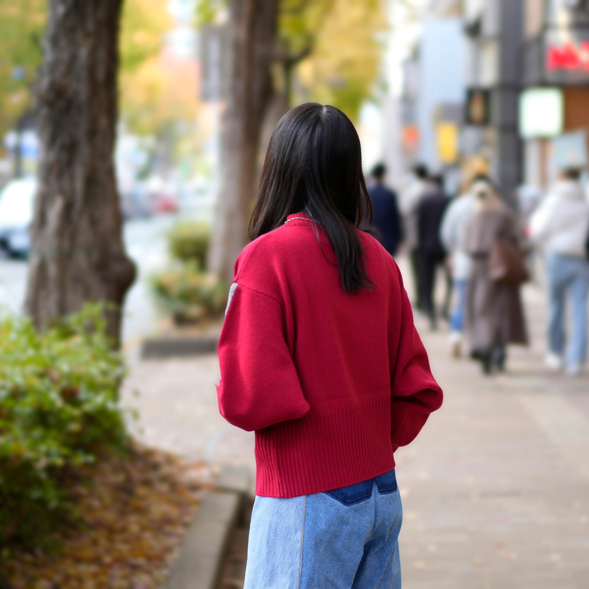 Sleeve line knit – Red | WHYTO