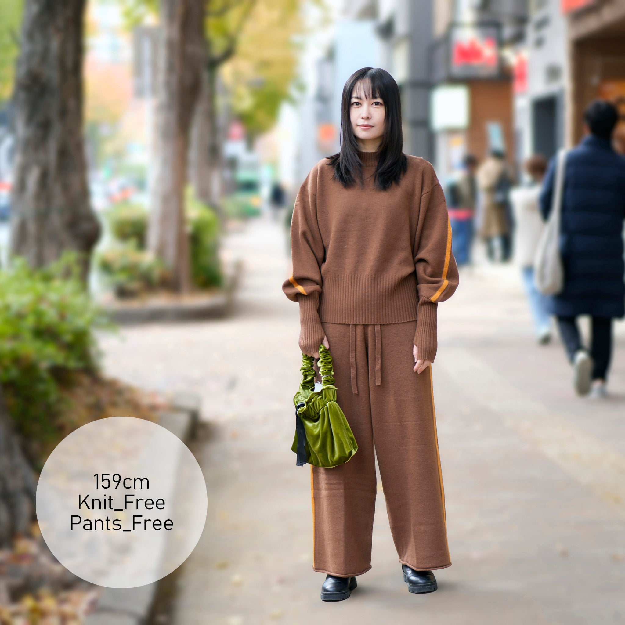 WHT24FKN4029 | side line knit pants – Brown | WHYTO