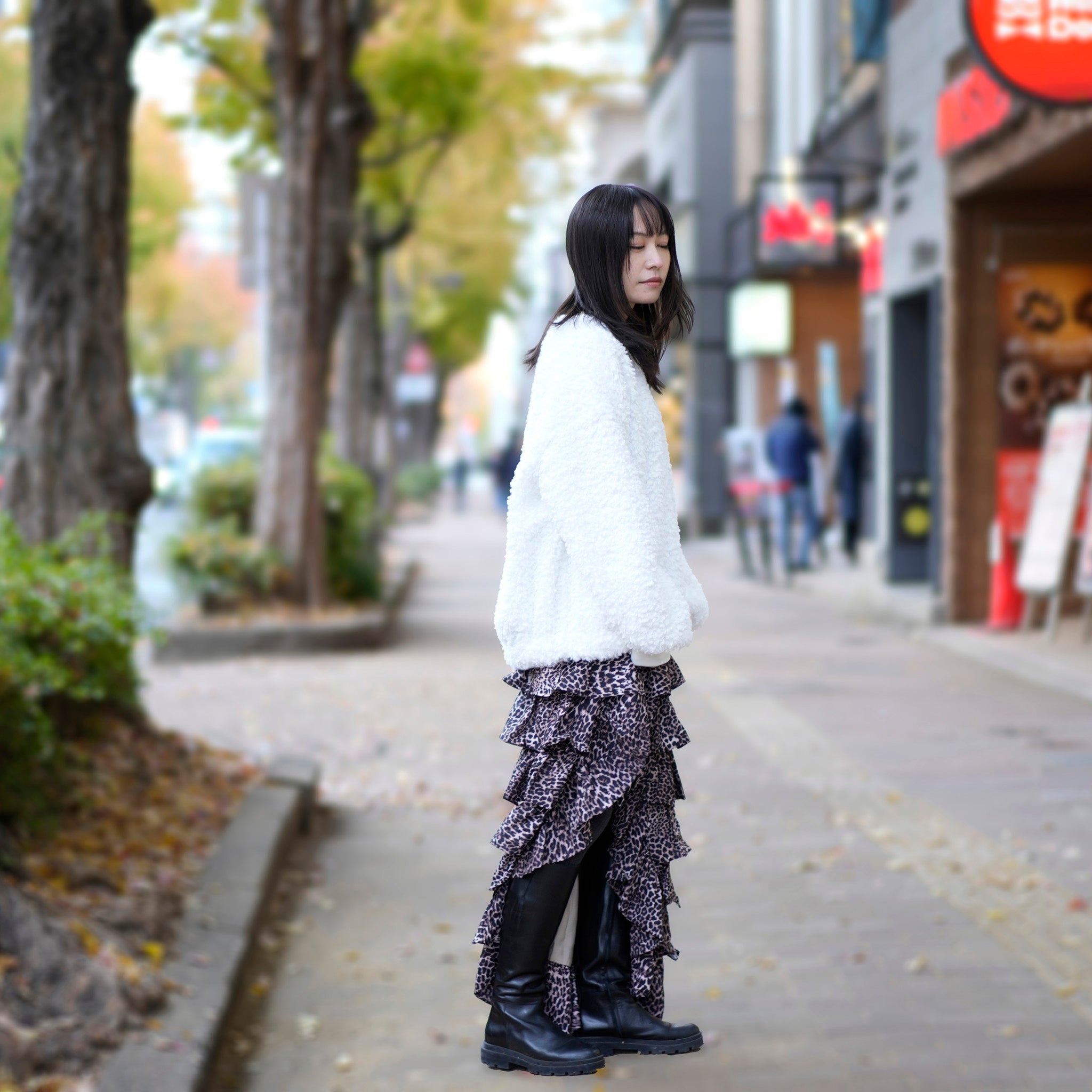 31SJ00SK444BRN | Lennox Leopard Ruffle Skirt | Color:Brown【SISTER JANE_シスタージェーン】