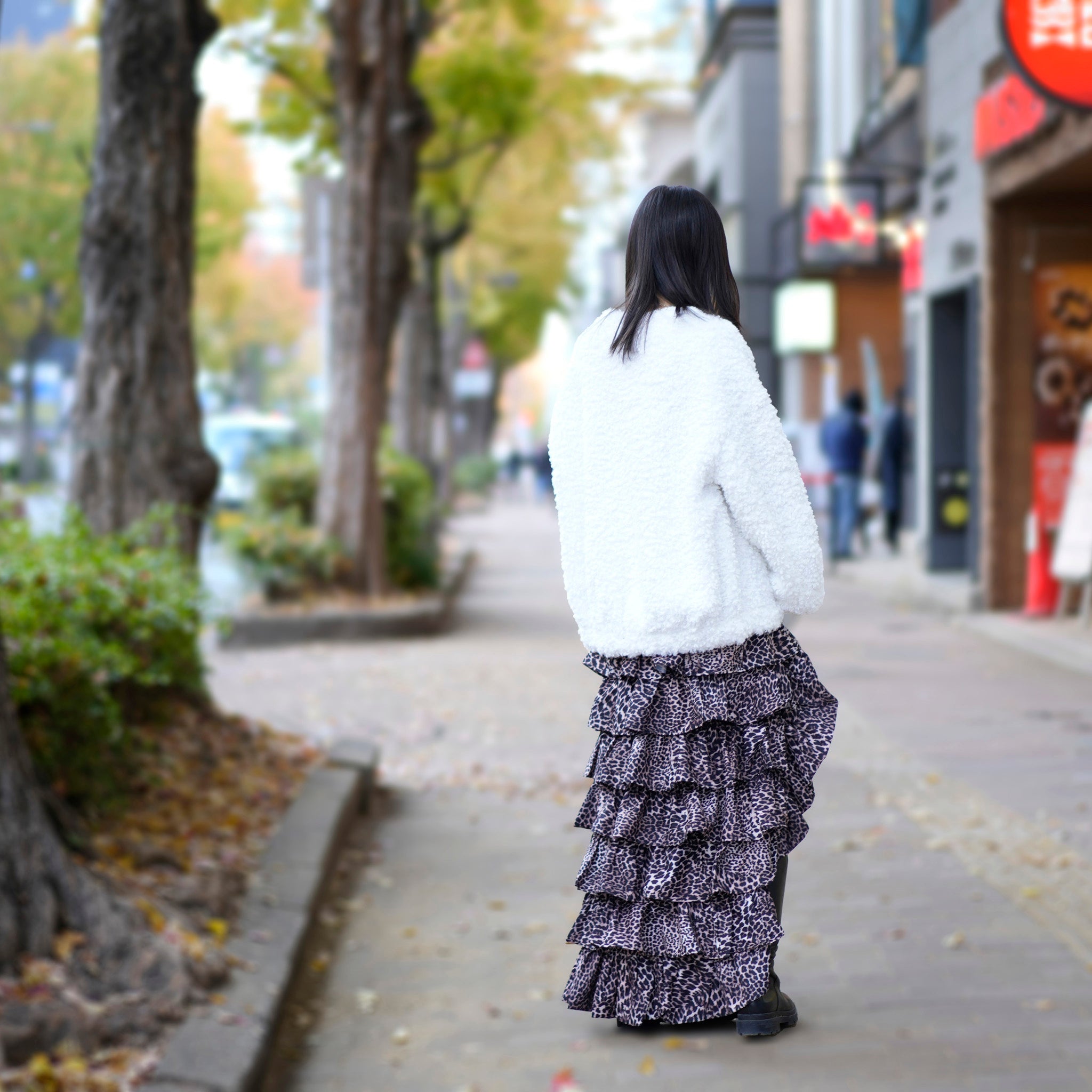 31SJ00SK444BRN | Lennox Leopard Ruffle Skirt | Color:Brown【SISTER JANE_シスタージェーン】