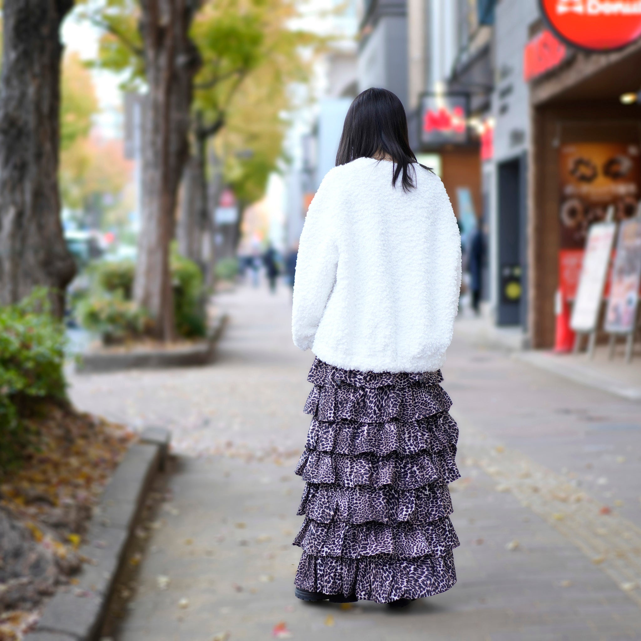 31SJ00SK444BRN | Lennox Leopard Ruffle Skirt | Color:Brown【SISTER JANE_シスタージェーン】