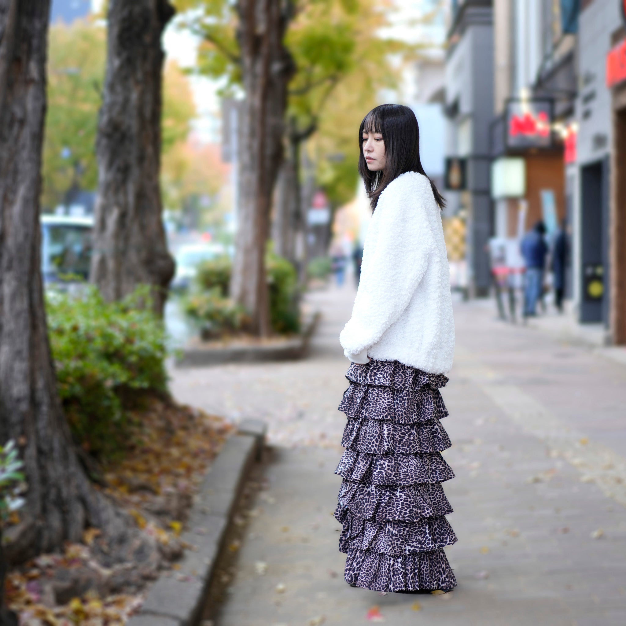 31SJ00SK444BRN | Lennox Leopard Ruffle Skirt | Color:Brown【SISTER JANE_シスタージェーン】