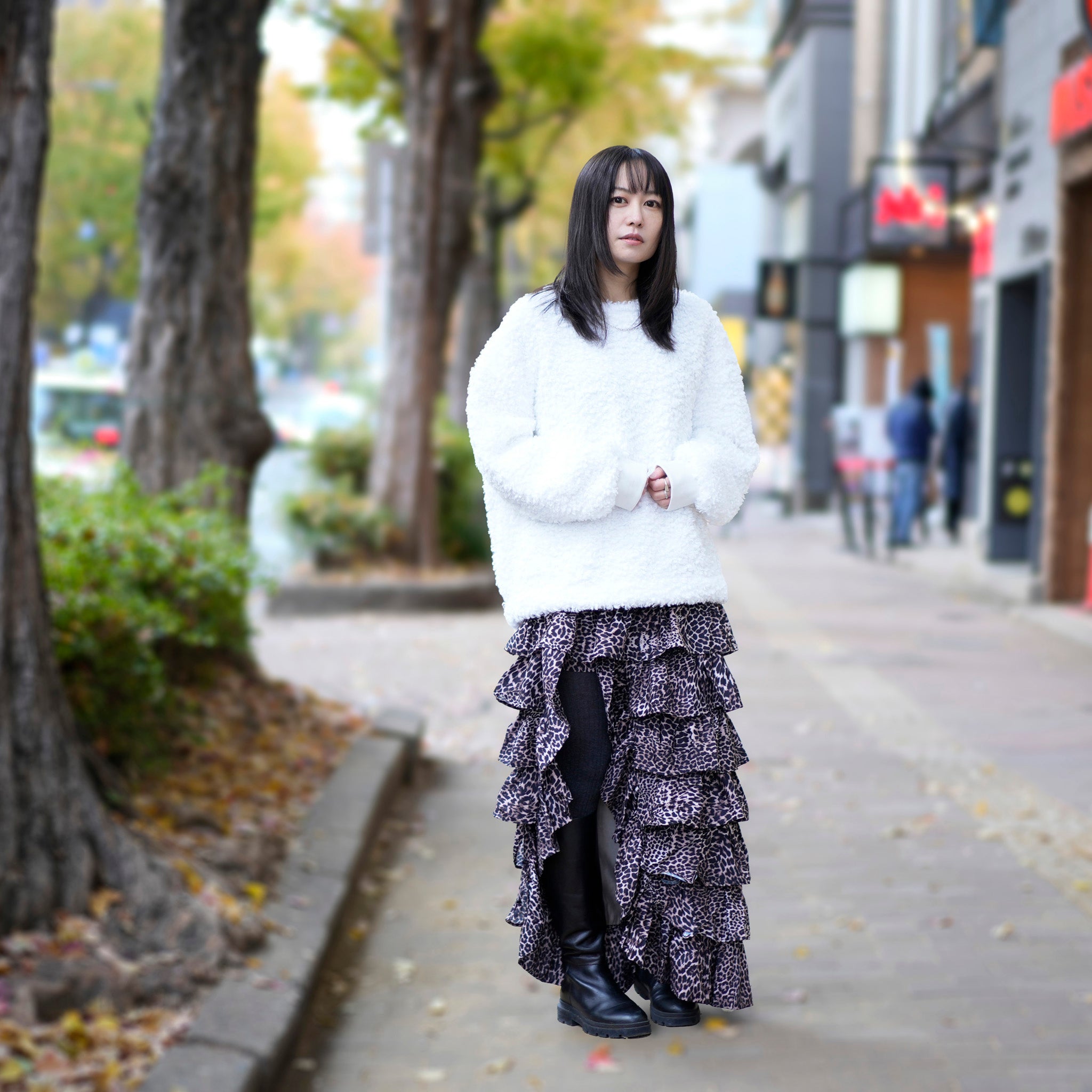 31SJ00SK444BRN | Lennox Leopard Ruffle Skirt | Color:Brown【SISTER JANE_シスタージェーン】