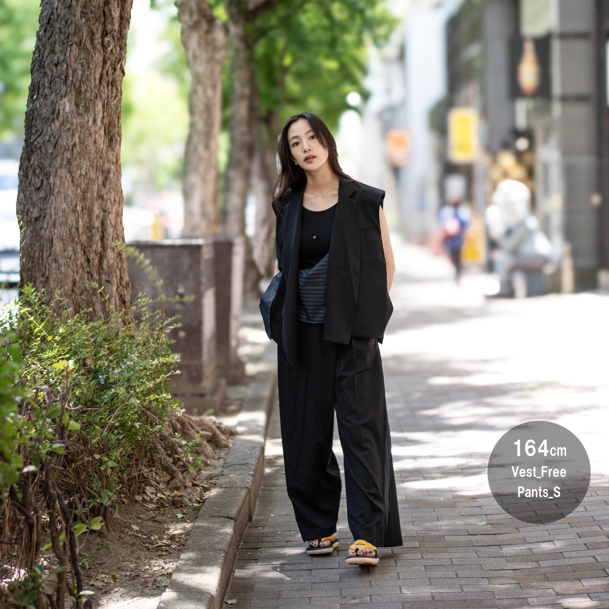 SNS24-RE-C01 | SeRE：ETA asymmetrical vest - BLACK 【SEIVSON_セイブソン】