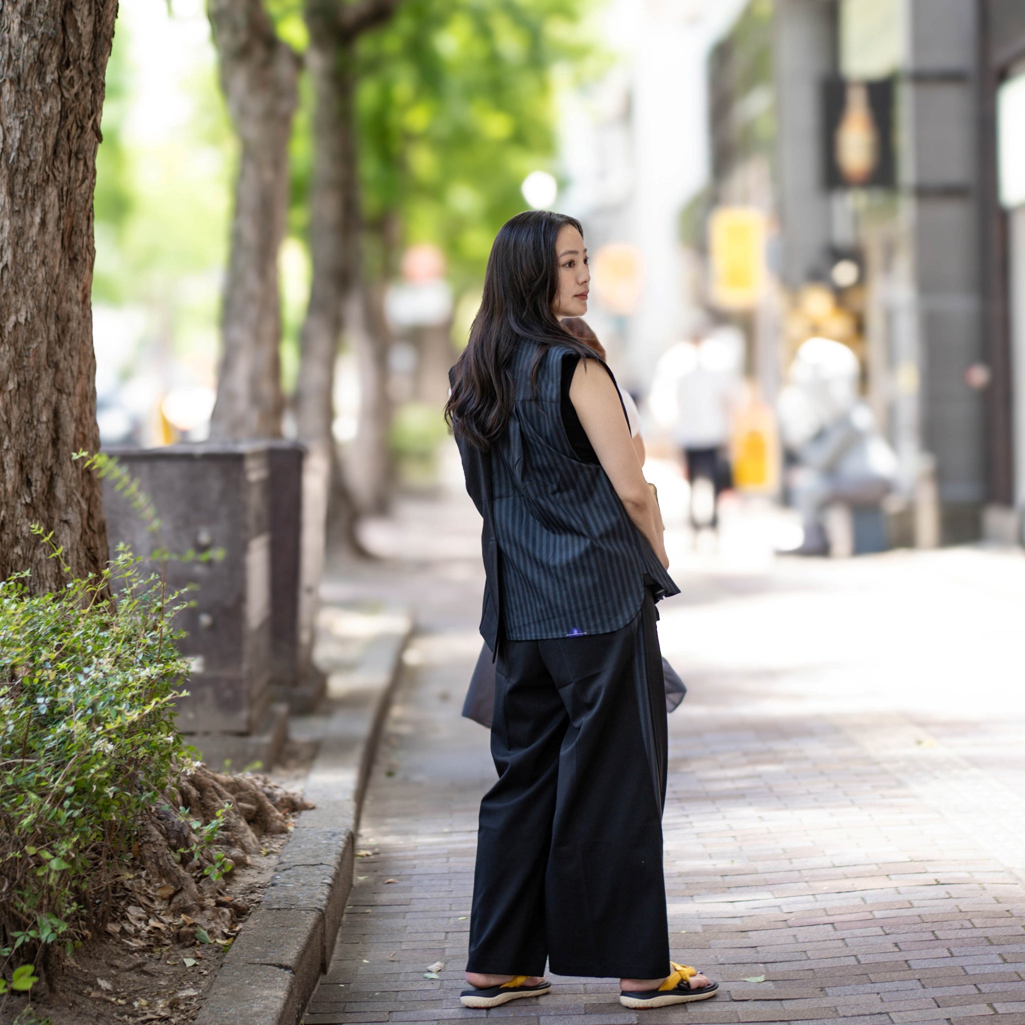 SNS24-RE-C01 | SeRE：ETA asymmetrical vest - BLACK 【SEIVSON_セイブソン】