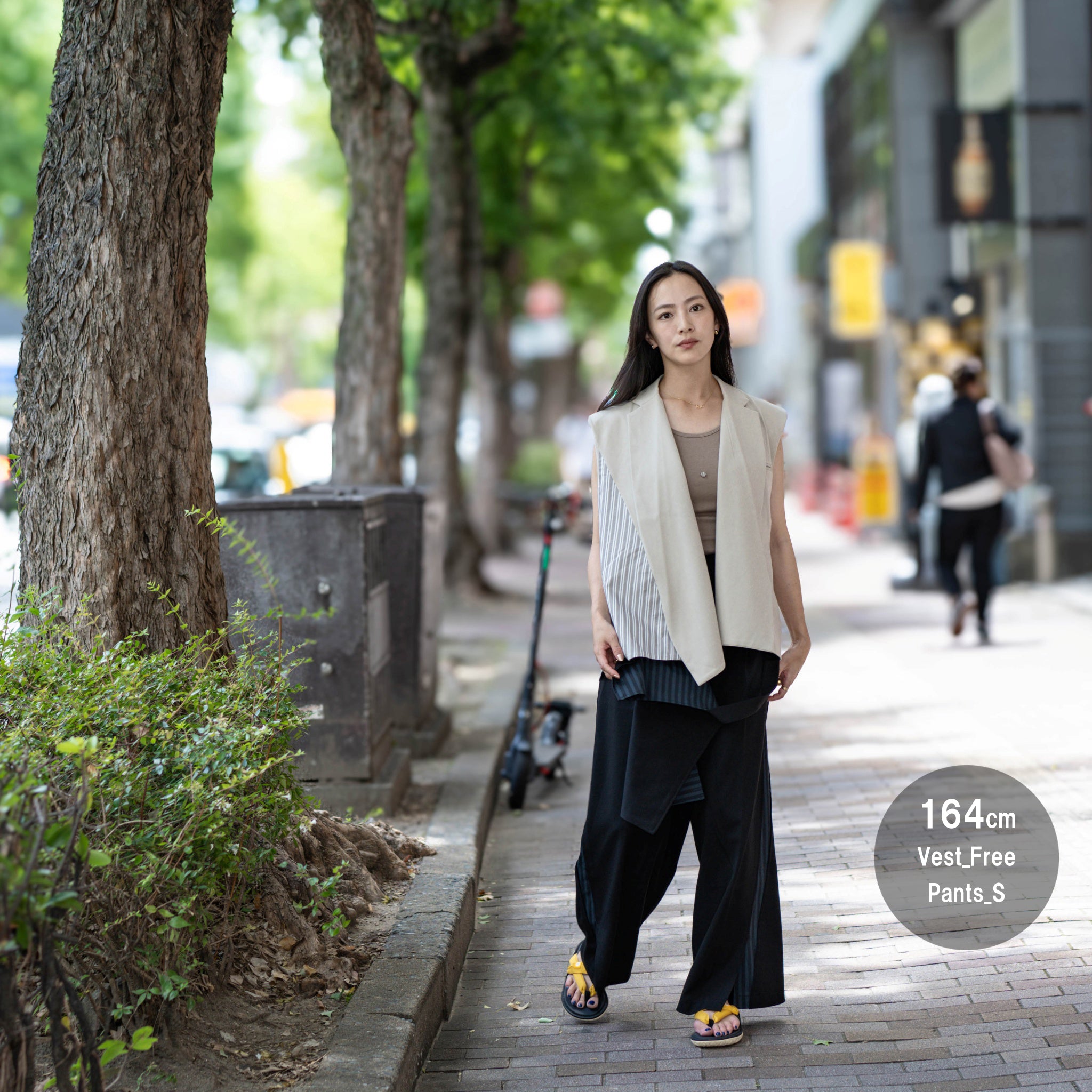 SNS24-RE-C01 | SeRE：ETA asymmetrical vest - Beige【SEIVSON_セイブソン】