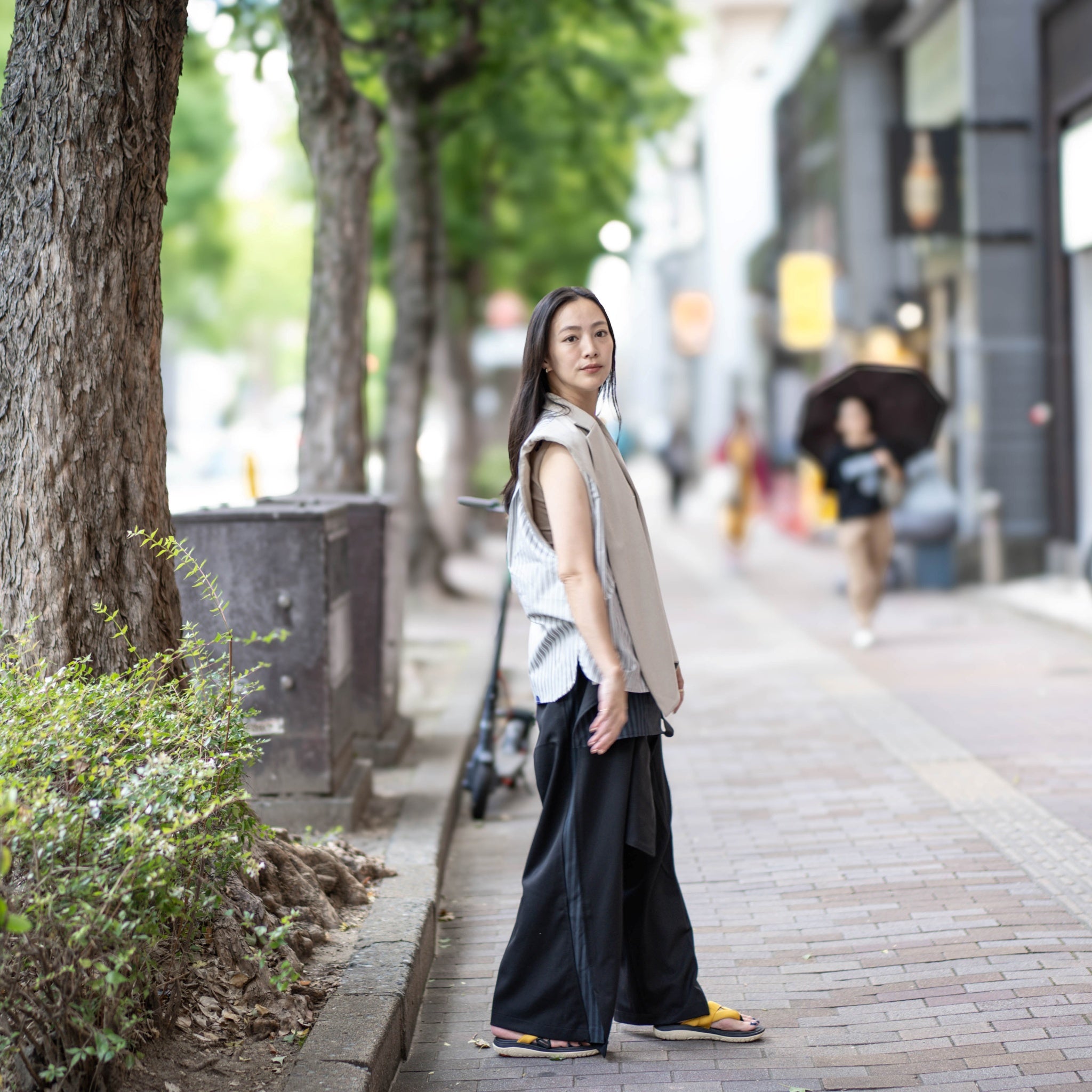 SNS24-RE-C01 | SeRE：ETA asymmetrical vest - Beige【SEIVSON_セイブソン】