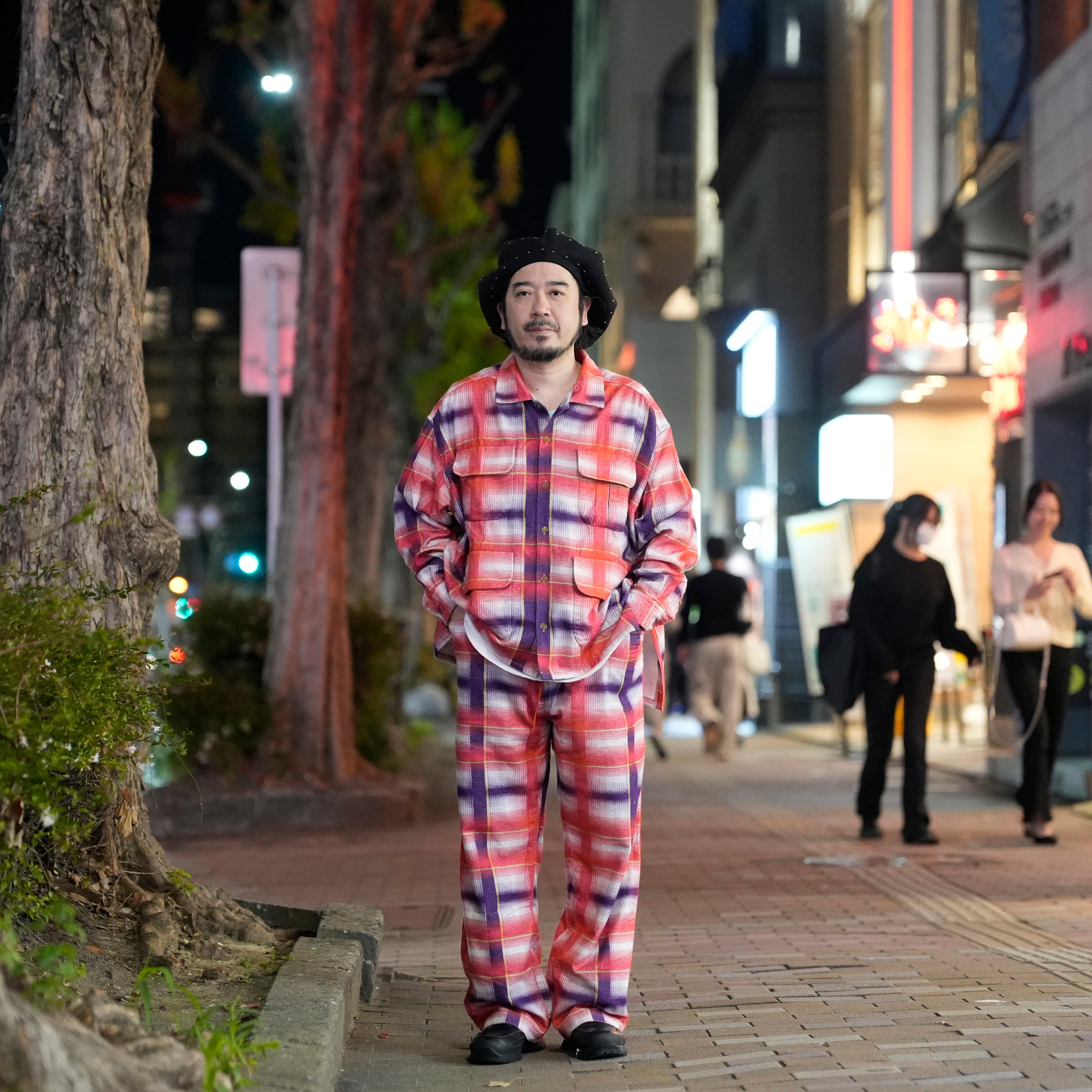J.FOX | Printed flannel shirt| Color_Red-Navy | No_CZ-ImSt-355_Red-Navy【IMPRESTORE_インプレストア】