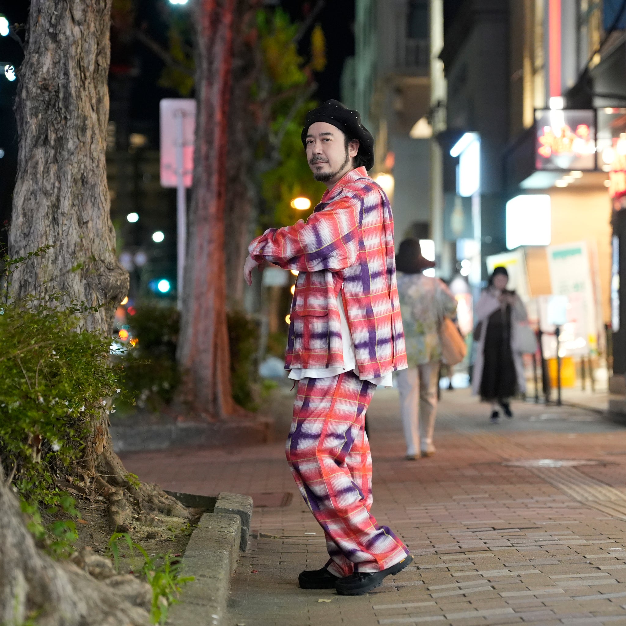 J.FOX | Printed flannel shirt| Color_Red-Navy | No_CZ-ImSt-355_Red-Navy【IMPRESTORE_インプレストア】