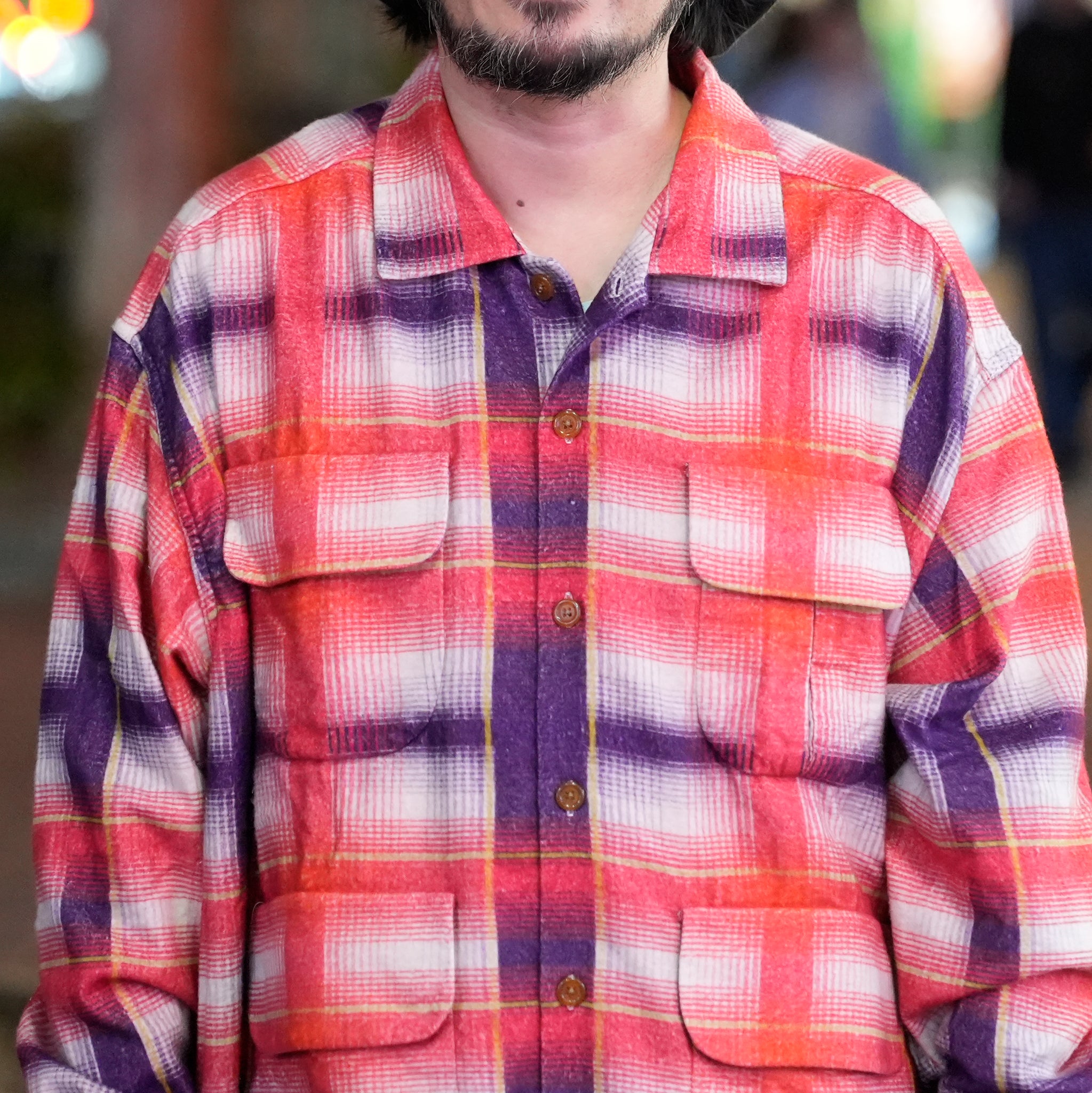 J.FOX | Printed flannel shirt| Color_Red-Navy | No_CZ-ImSt-355_Red-Navy【IMPRESTORE_インプレストア】