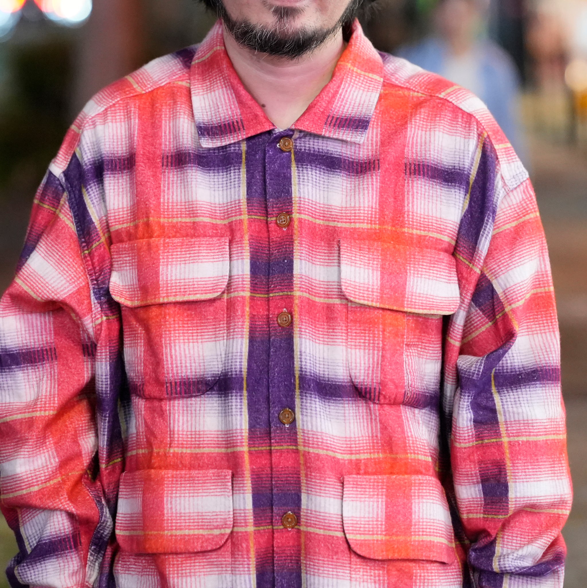 J.FOX | Printed flannel shirt| Color_Red-Navy | No_CZ-ImSt-355_Red-Navy【IMPRESTORE_インプレストア】
