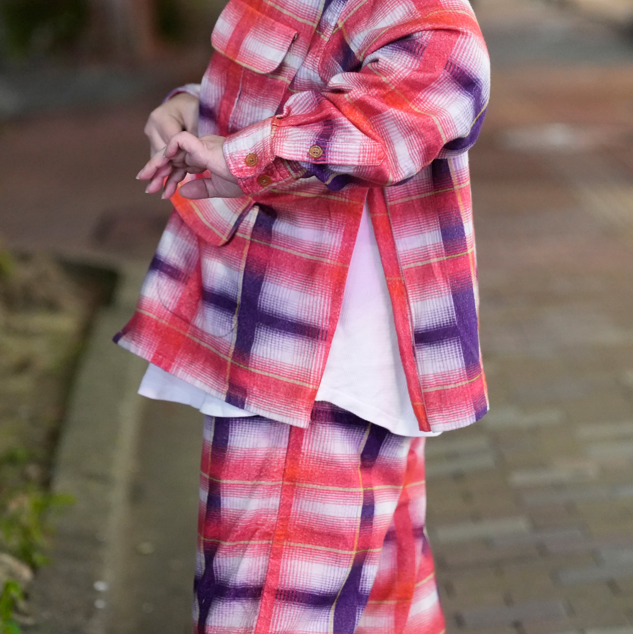 J.FOX | Printed flannel shirt| Color_Red-Navy | No_CZ-ImSt-355_Red-Navy【IMPRESTORE_インプレストア】