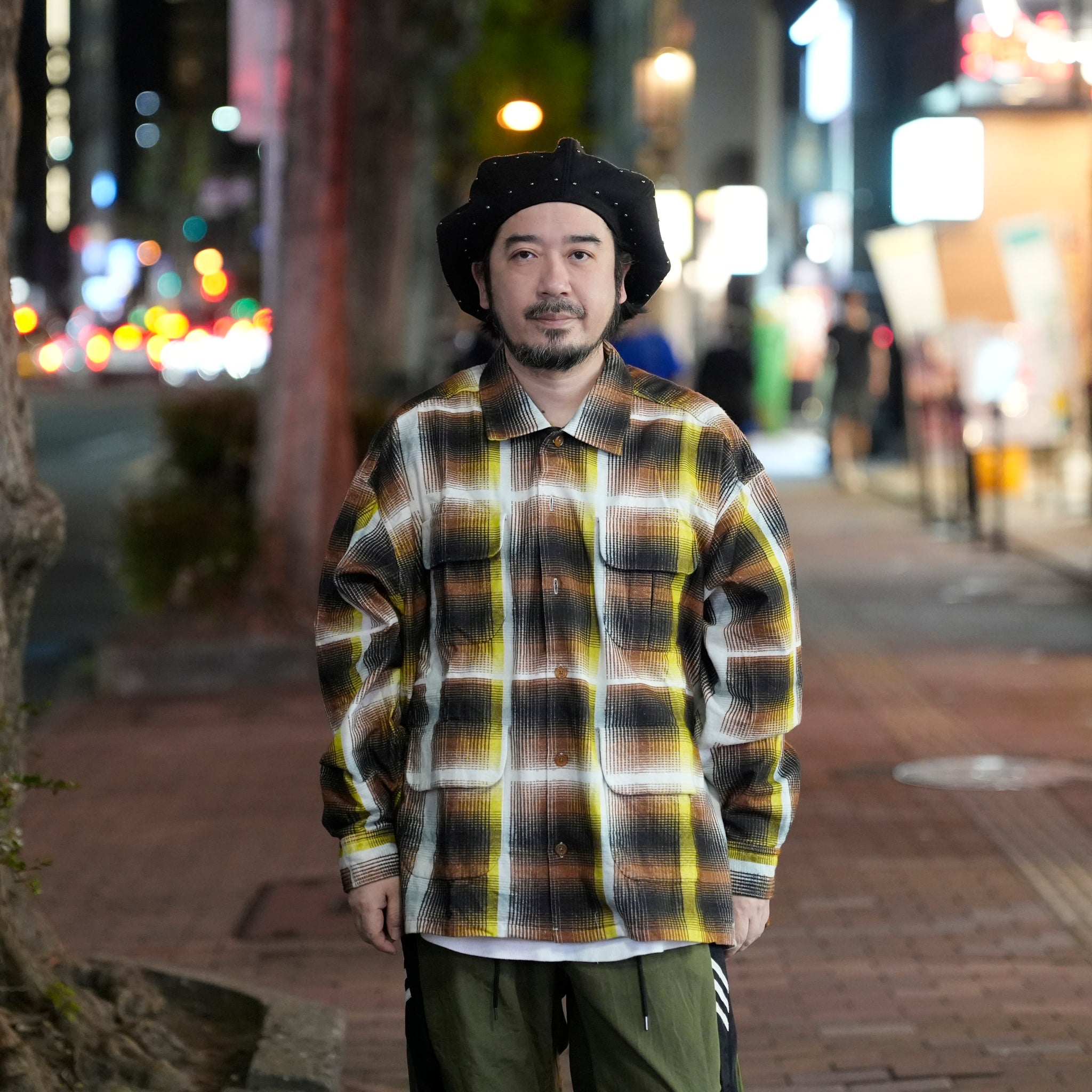 J.FOX | Printed flannel shirt| Color_Brown-Yellow | No_CZ-ImSt-355_Brown-Yellow【IMPRESTORE_インプレストア】