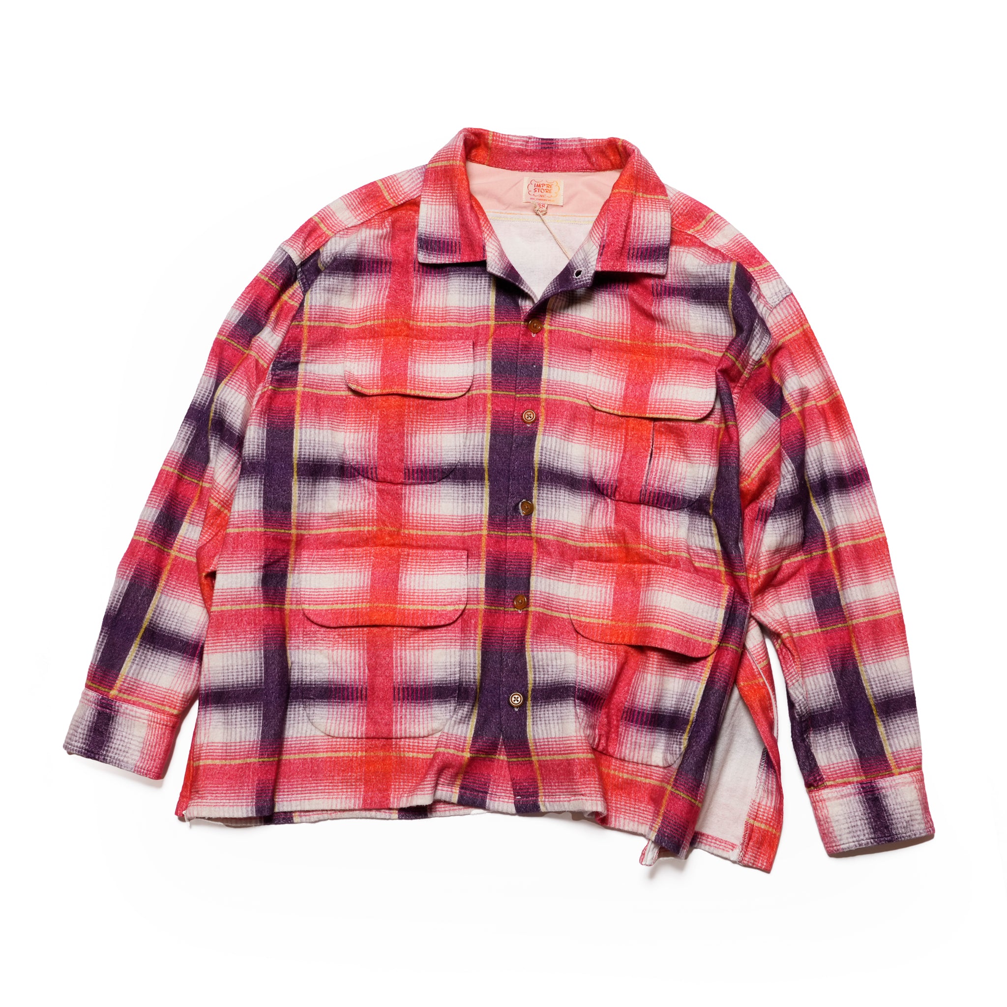 J.FOX | Printed flannel shirt| Color_Red-Navy | No_CZ-ImSt-355_Red-Navy【IMPRESTORE_インプレストア】