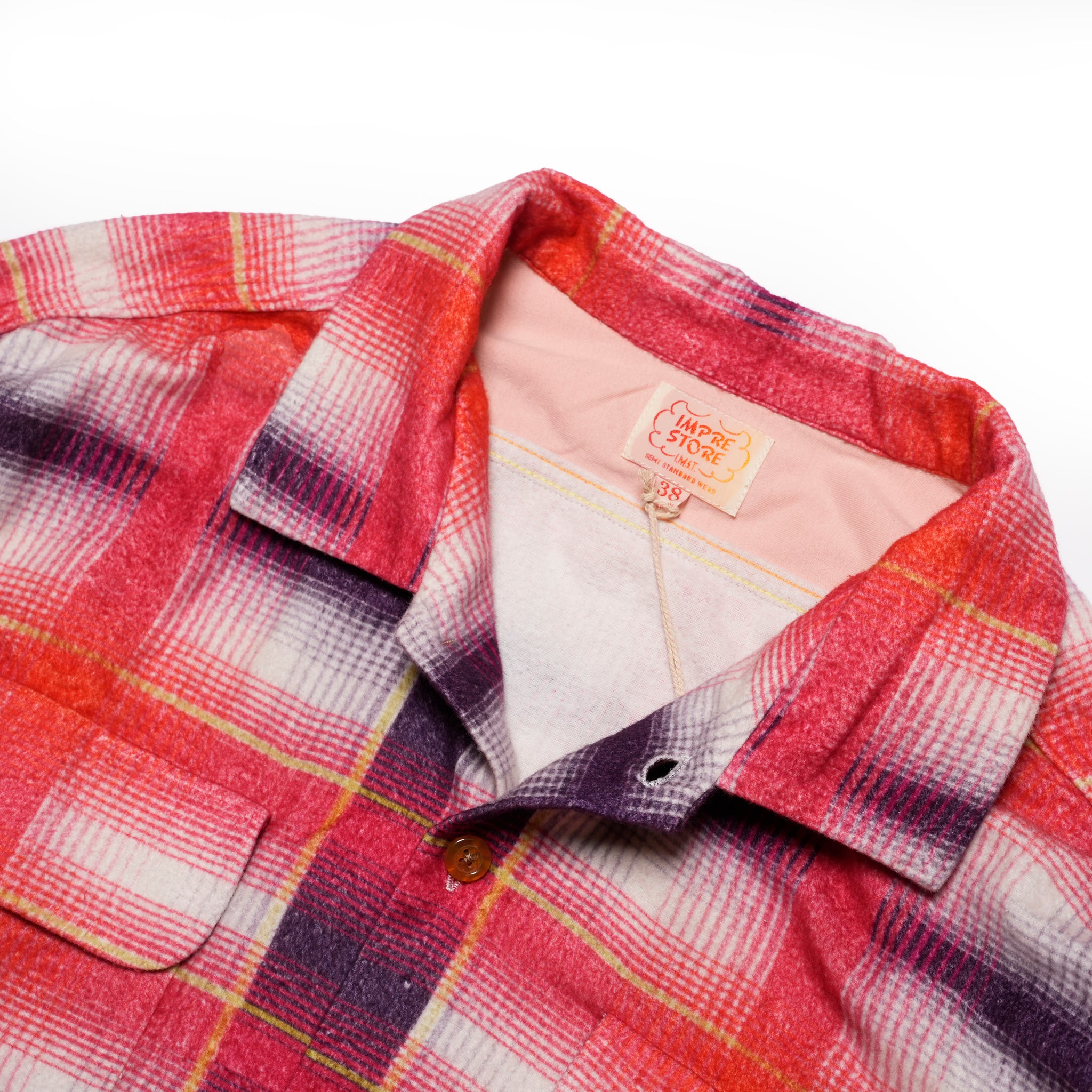 J.FOX | Printed flannel shirt| Color_Red-Navy | No_CZ-ImSt-355_Red-Navy【IMPRESTORE_インプレストア】