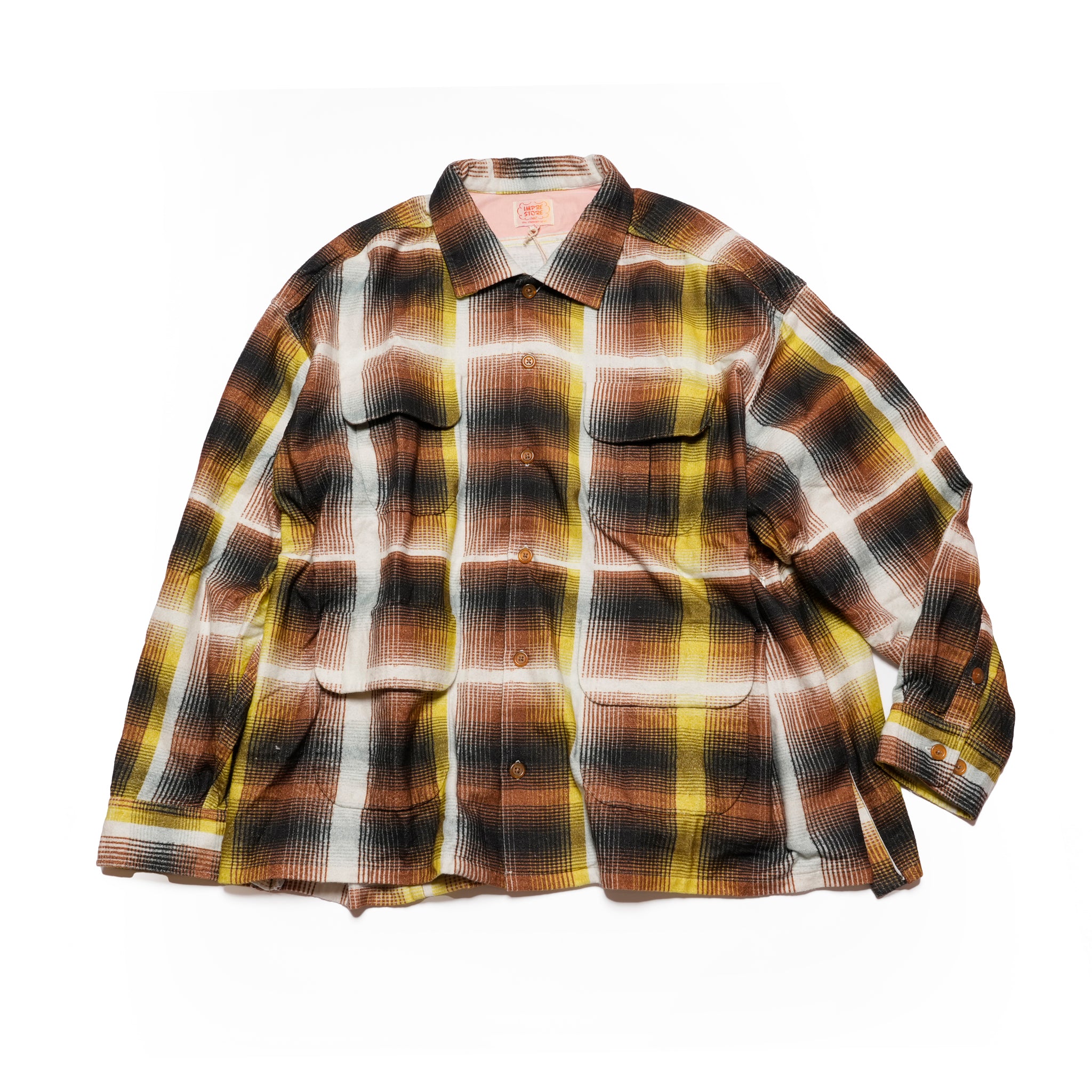 J.FOX | Printed flannel shirt| Color_Brown-Yellow | No_CZ-ImSt-355_Brown-Yellow【IMPRESTORE_インプレストア】