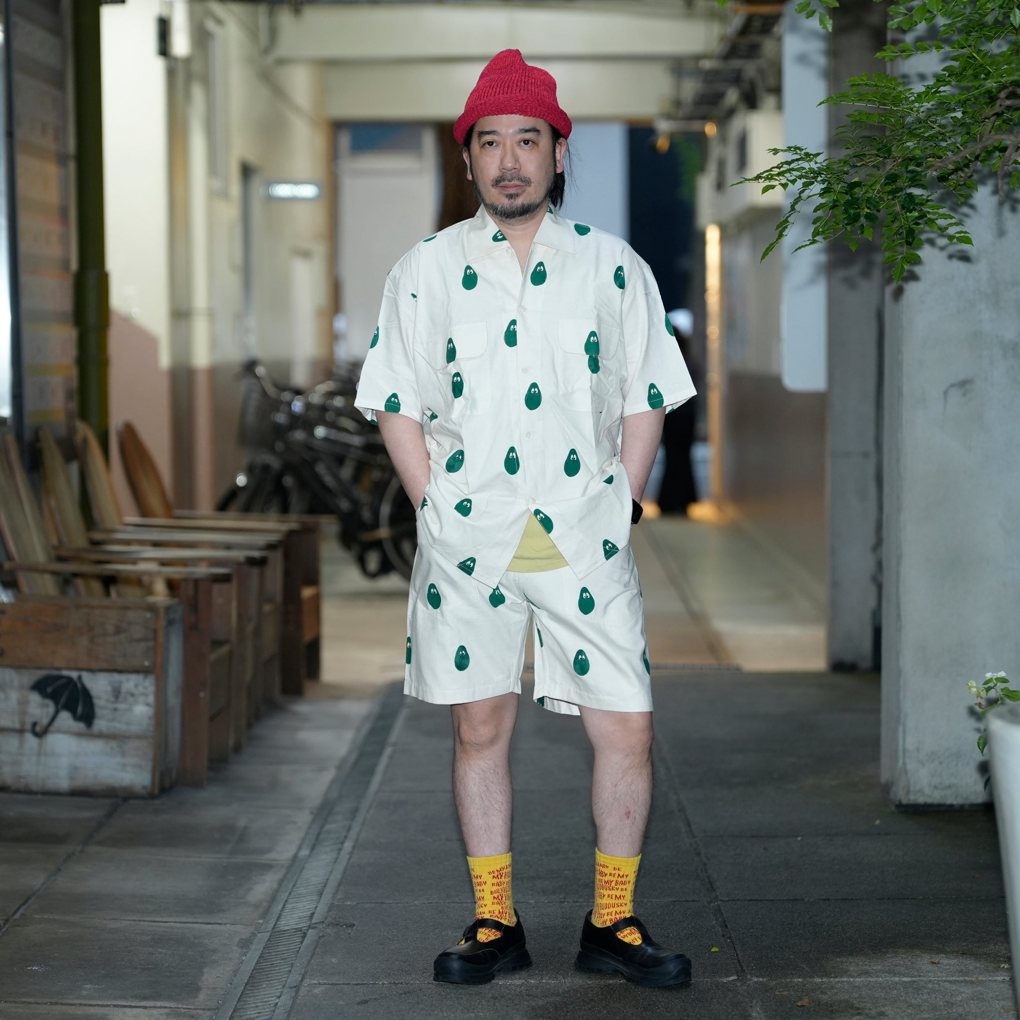 Moniker-6_Avocado | Khadi Hand Spun Yarn Handwoven Undyed Fatigue Short | Color:Avocado【MONITALY_モニタリー】【KARDO_カルド】