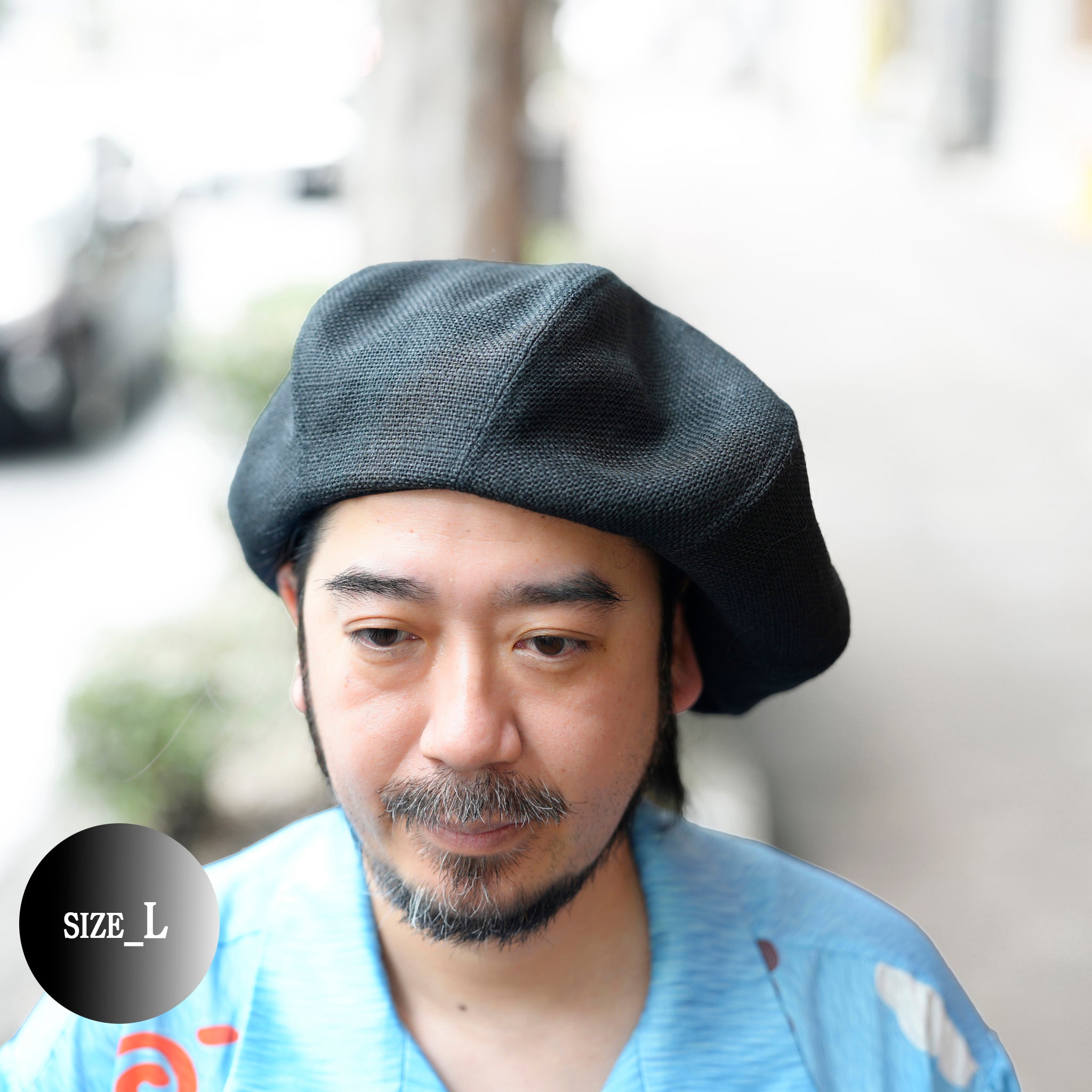 JUTE 8 PANELS BIG BERET | Color_Black/Natural | No_25-2-HT8BB【ORIGINAL JOHN_オリジナルジョン】