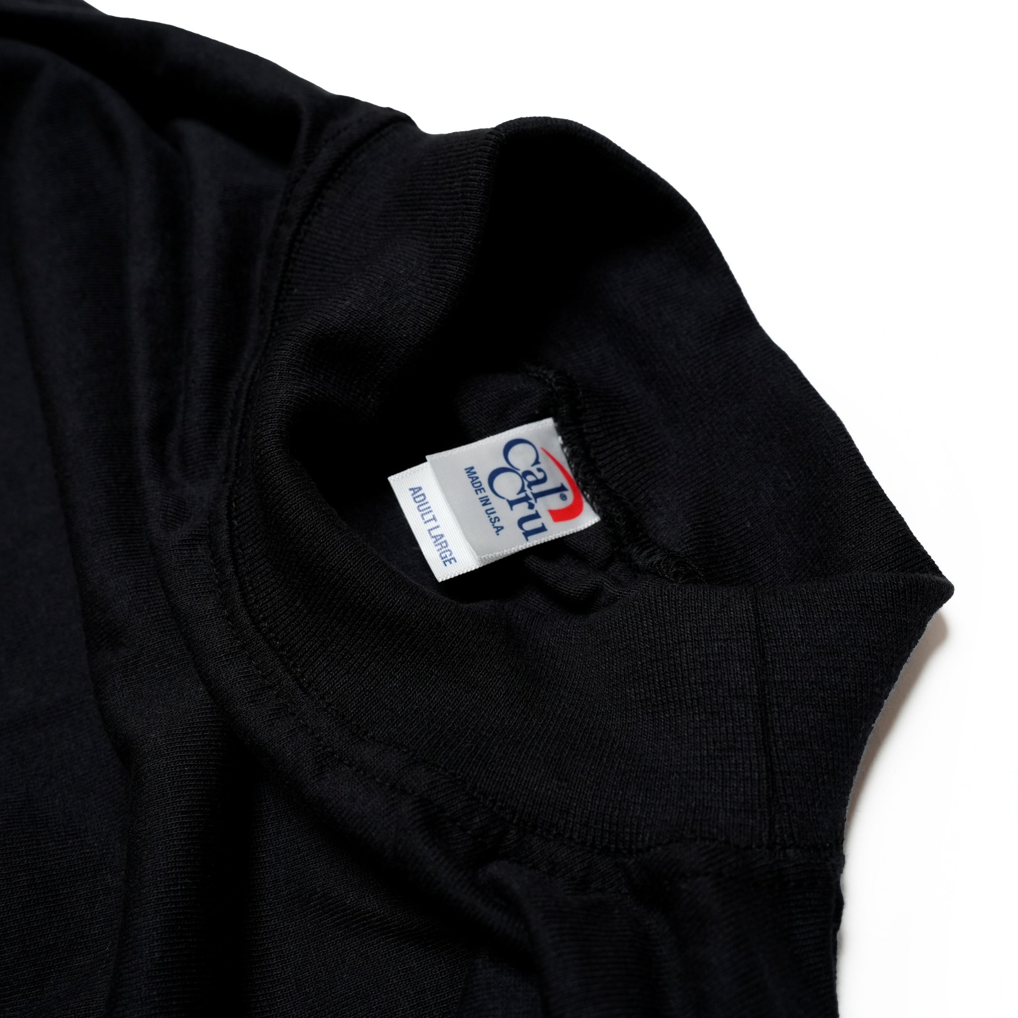 cal01b | 7o z Cotton Mock LS Tee | Color:Black【Cal Cru】