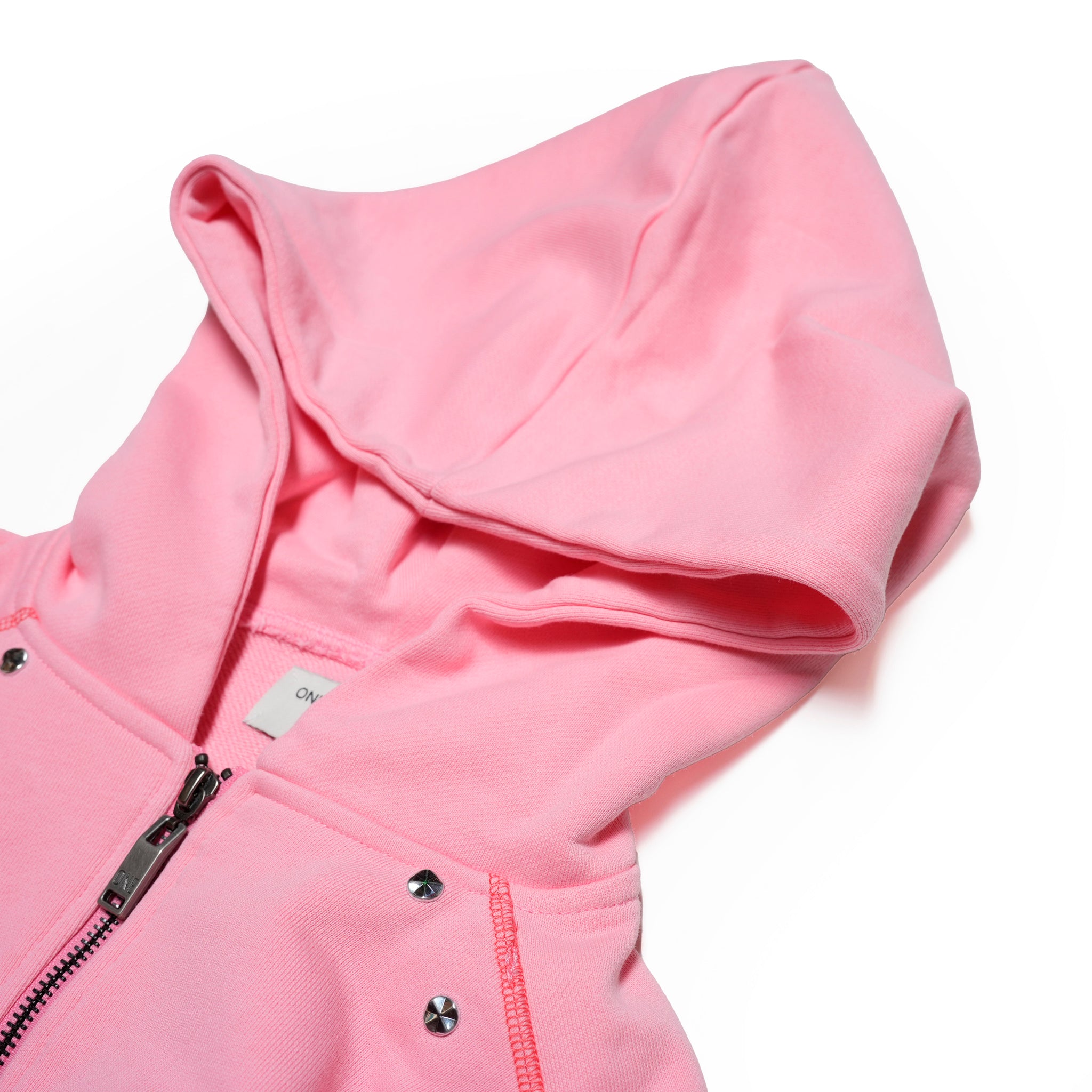 26776_CANDY CORAL | CANDY CORAL STUDDED CROPPED HOODY | Color:Candy Coral【ONE TEASPOON_ワンティースプーン】