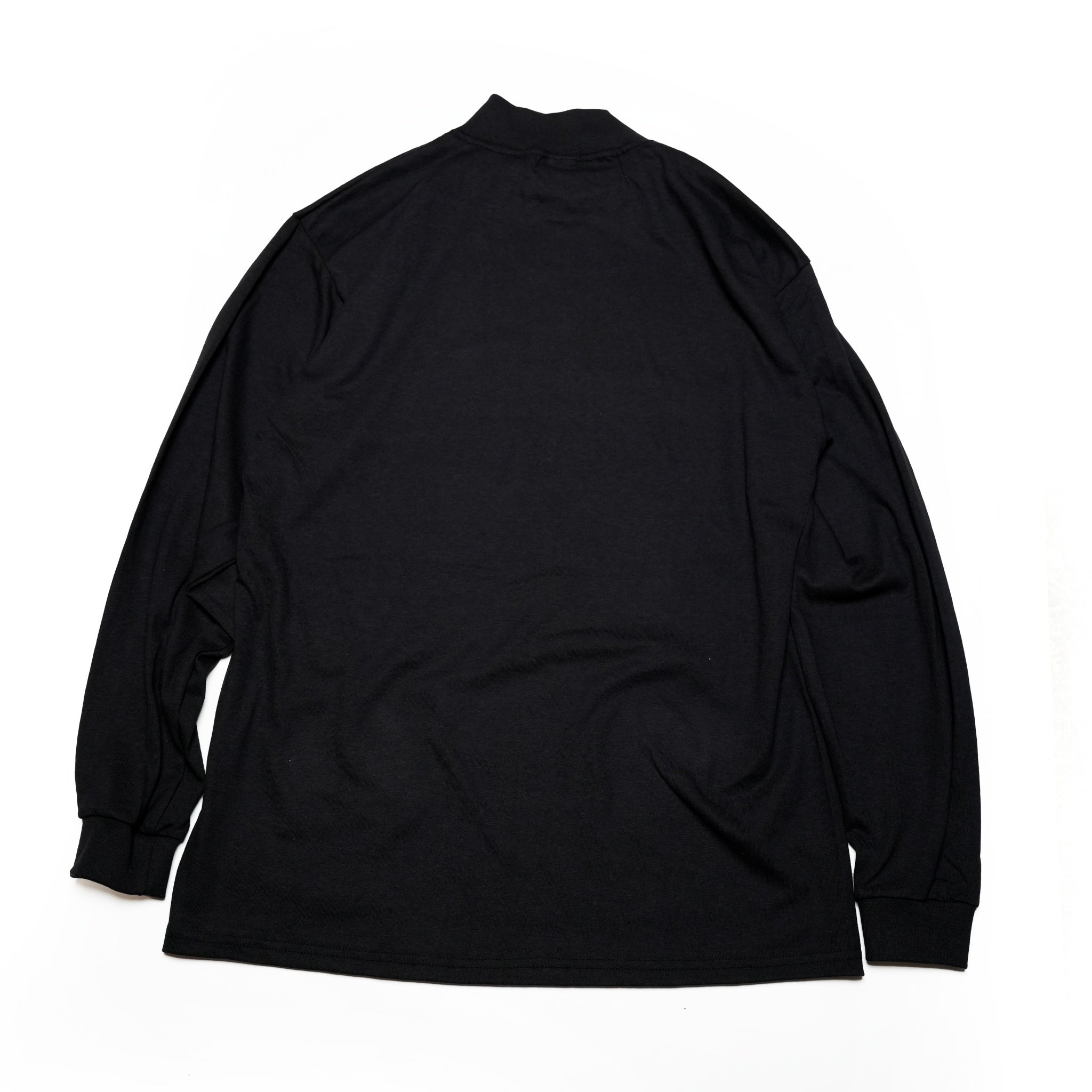 cal01b | 7o z Cotton Mock LS Tee | Color:Black【Cal Cru】