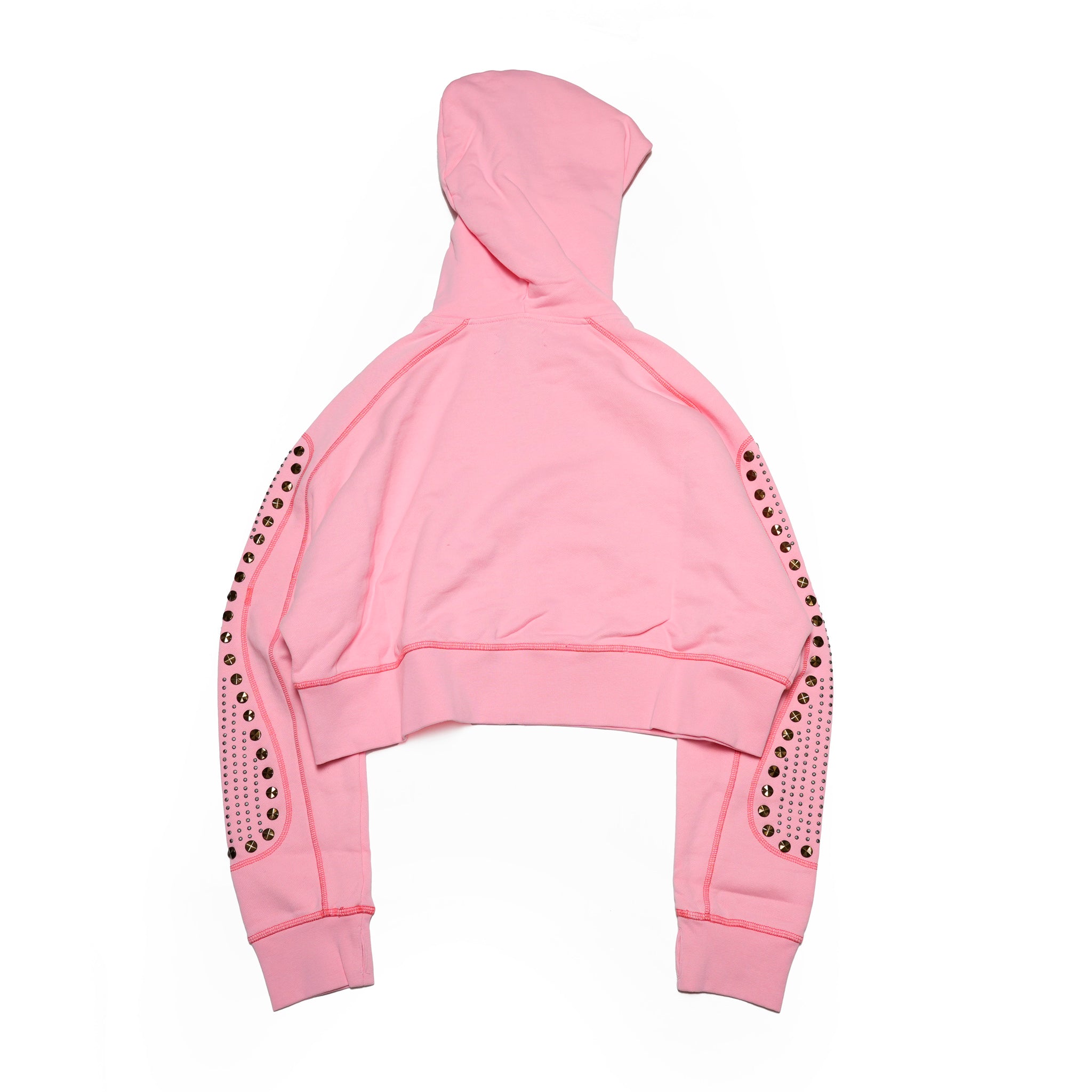 26776_CANDY CORAL | CANDY CORAL STUDDED CROPPED HOODY | Color:Candy Coral【ONE TEASPOON_ワンティースプーン】