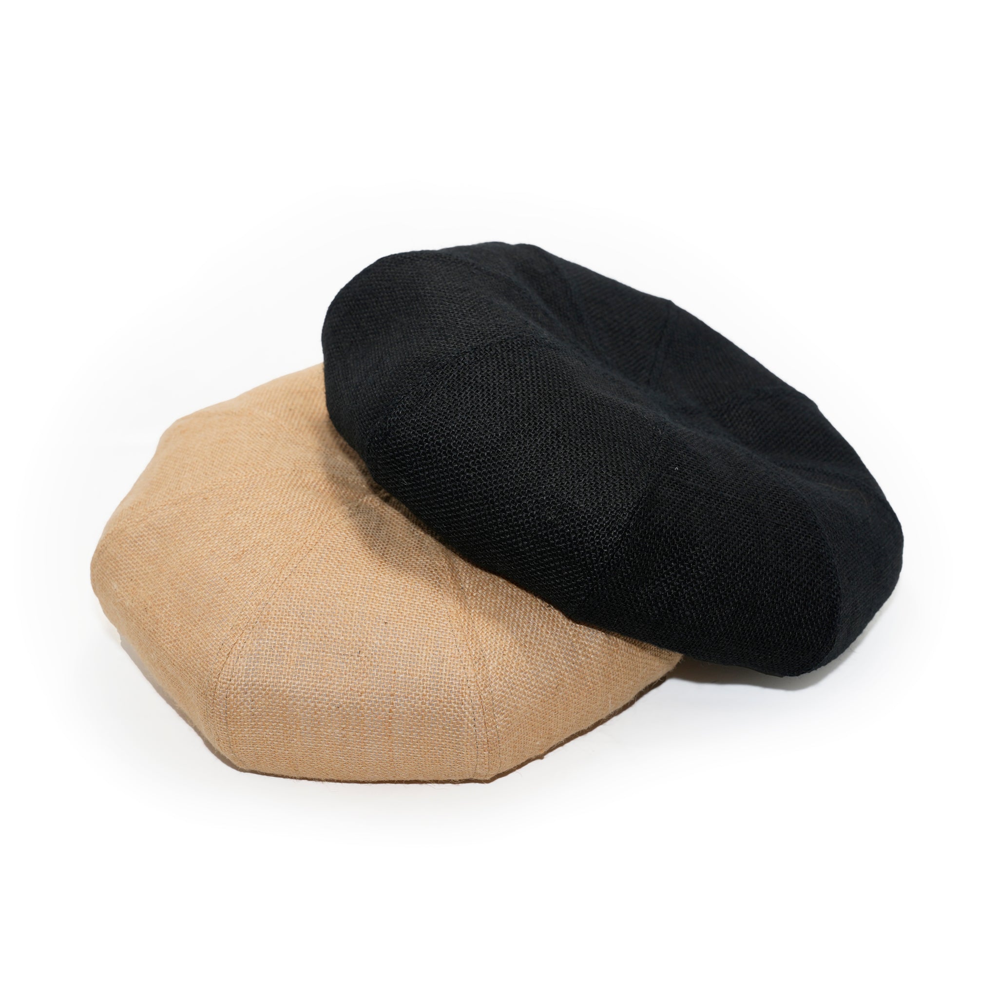 ORIGINAL JOHNのジュート素材8パネルビッグベレー帽 | BLACK・NATURAL展開 | 通気性◎ | サイズ調整テープ付き
