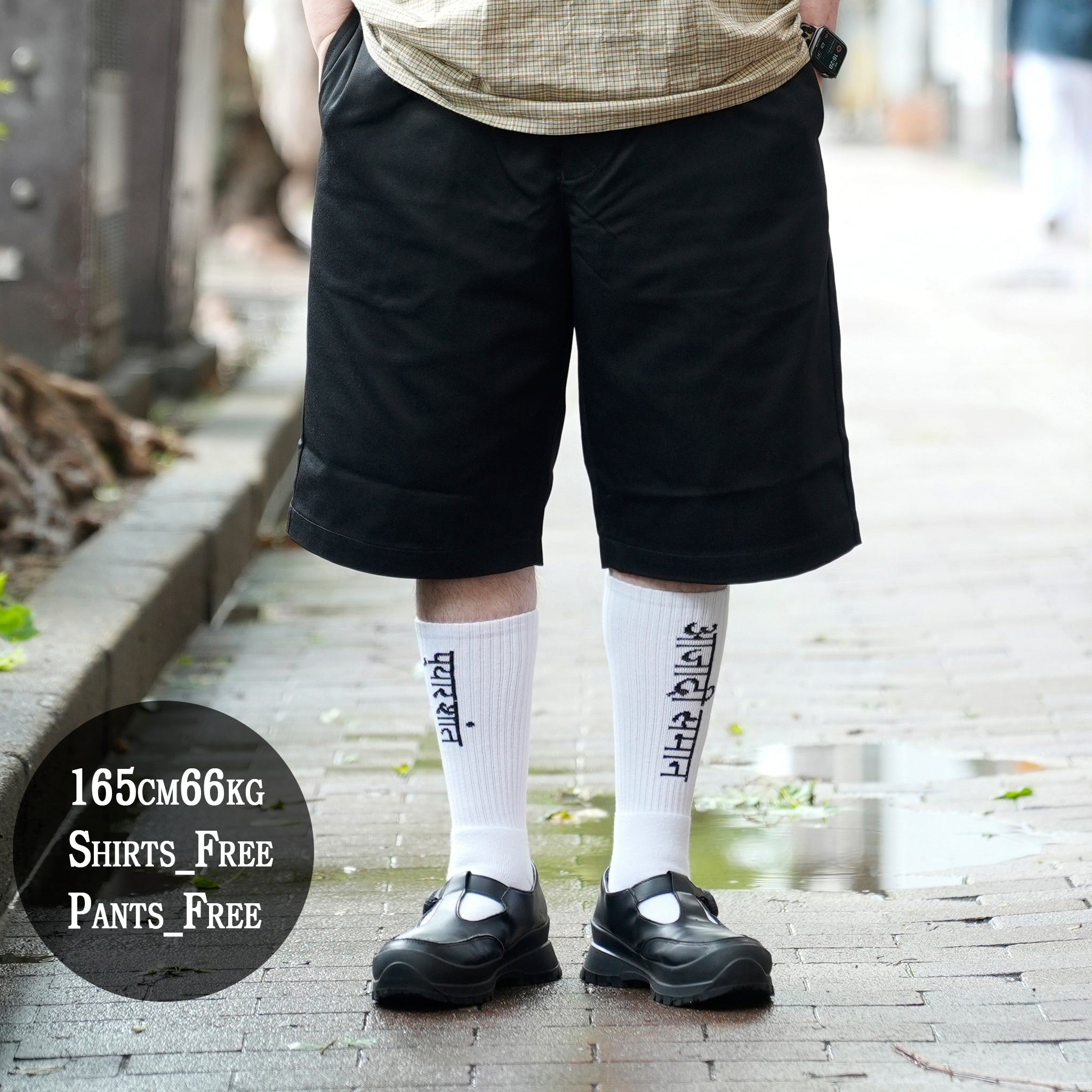 RELAX FIT №141 [ Chicano shorts ] | Col_BLACK/GREYSH BLUE【RELAX