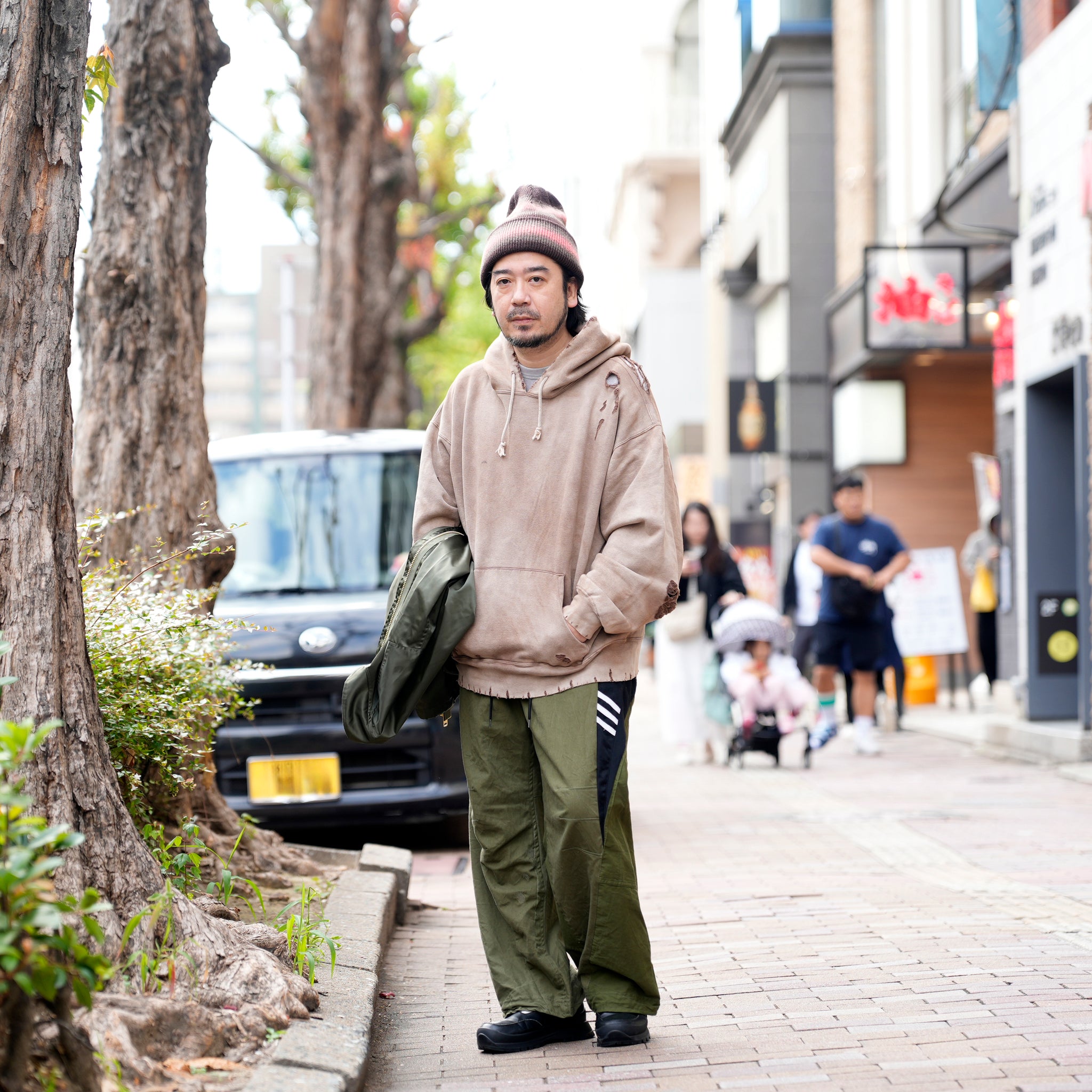 Distressed Sweat Parka | Color_Brown | No_lot : 25#07-3030-0_brown【MINAMI ANDERSON_ミナミアンダーソン】