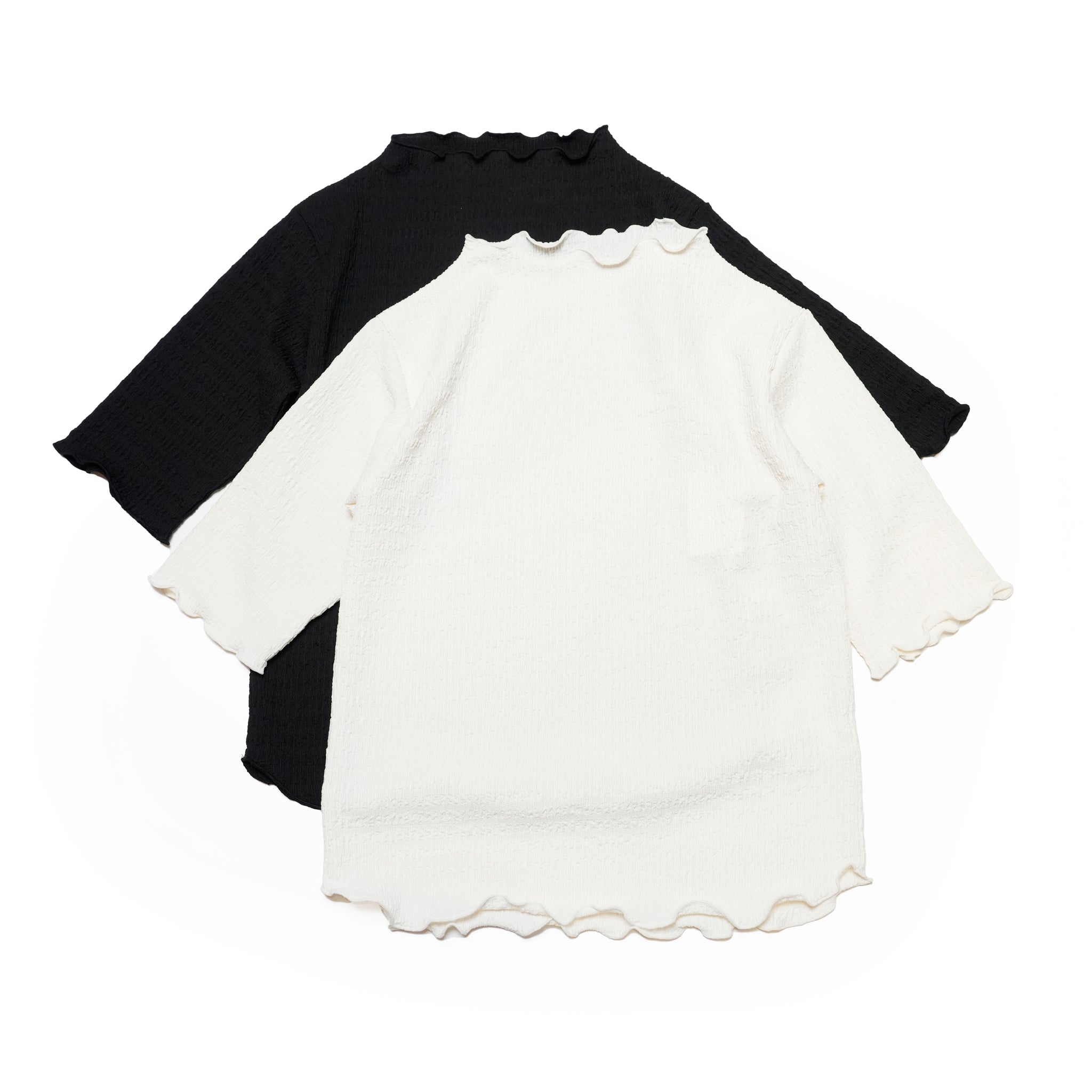 WHT25HBL4070 | CRAPE STRETCH BLOUSE | Color:Black/Ecru【WHYTO_ホワイト】