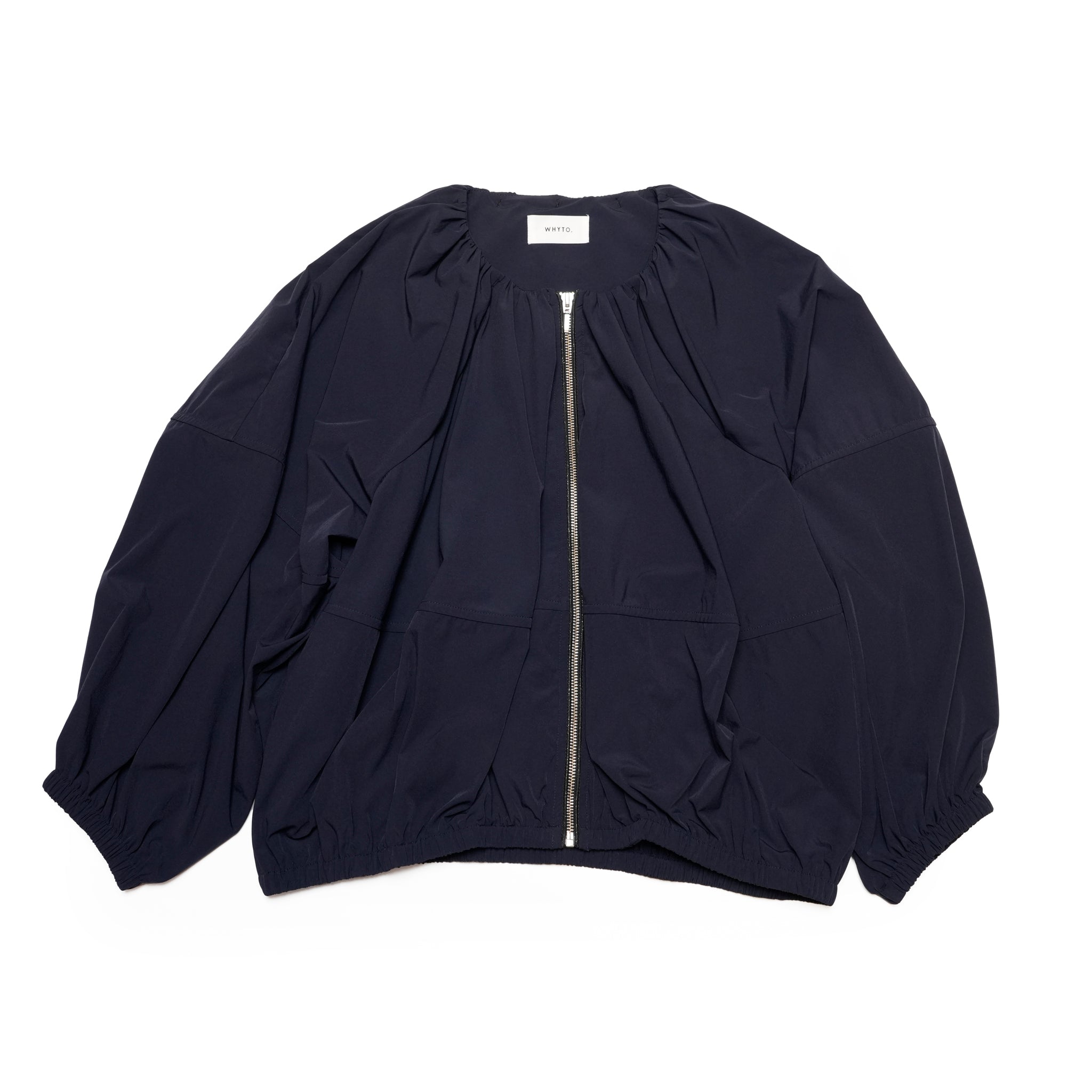 WHT25HJK4039 | NO COLLAR GATHER BLOUSON | Color:Navy/Light Grayge【WHYTO_ホワイト】