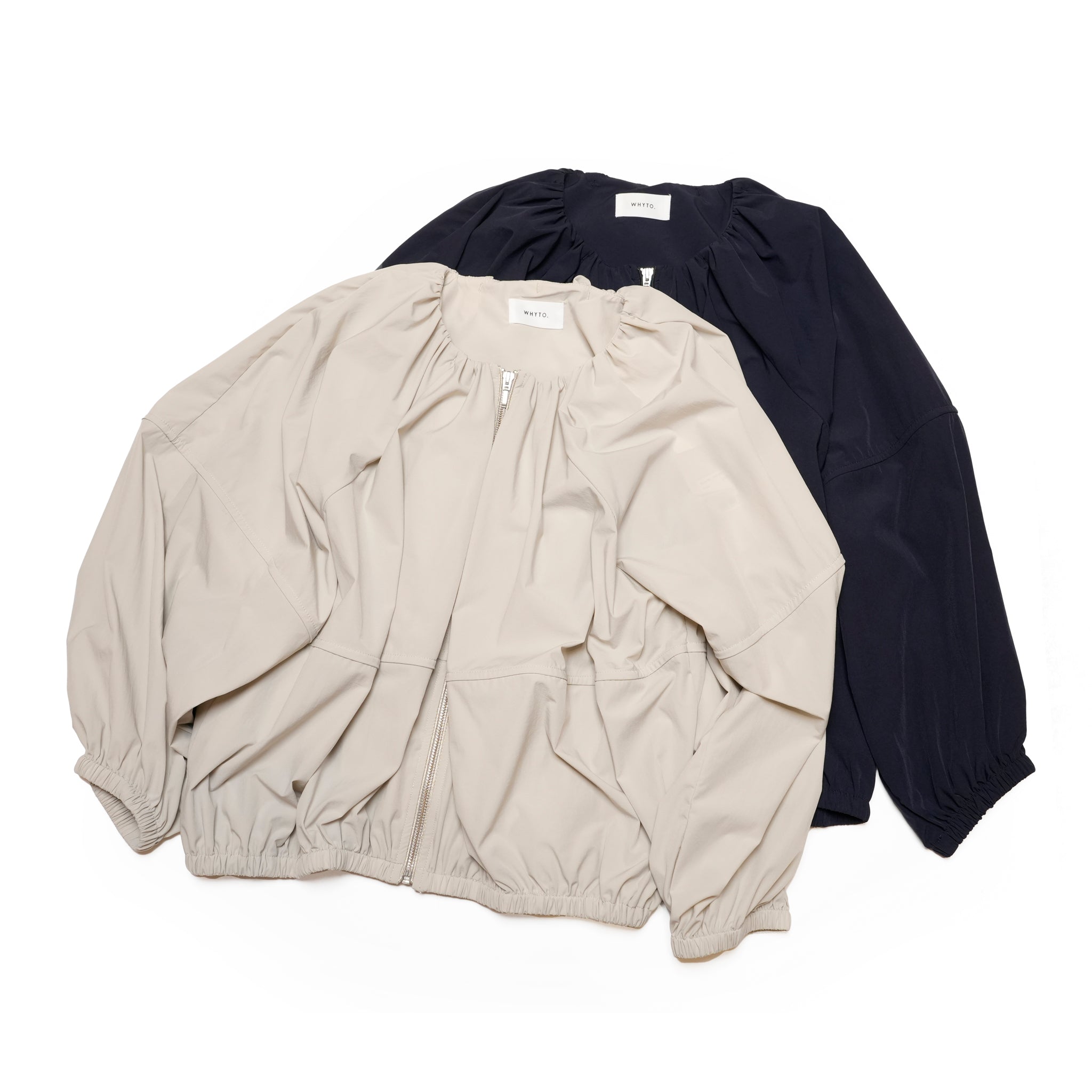 WHT25HJK4039 | NO COLLAR GATHER BLOUSON | Color:Navy/Light Grayge【WHYTO_ホワイト】