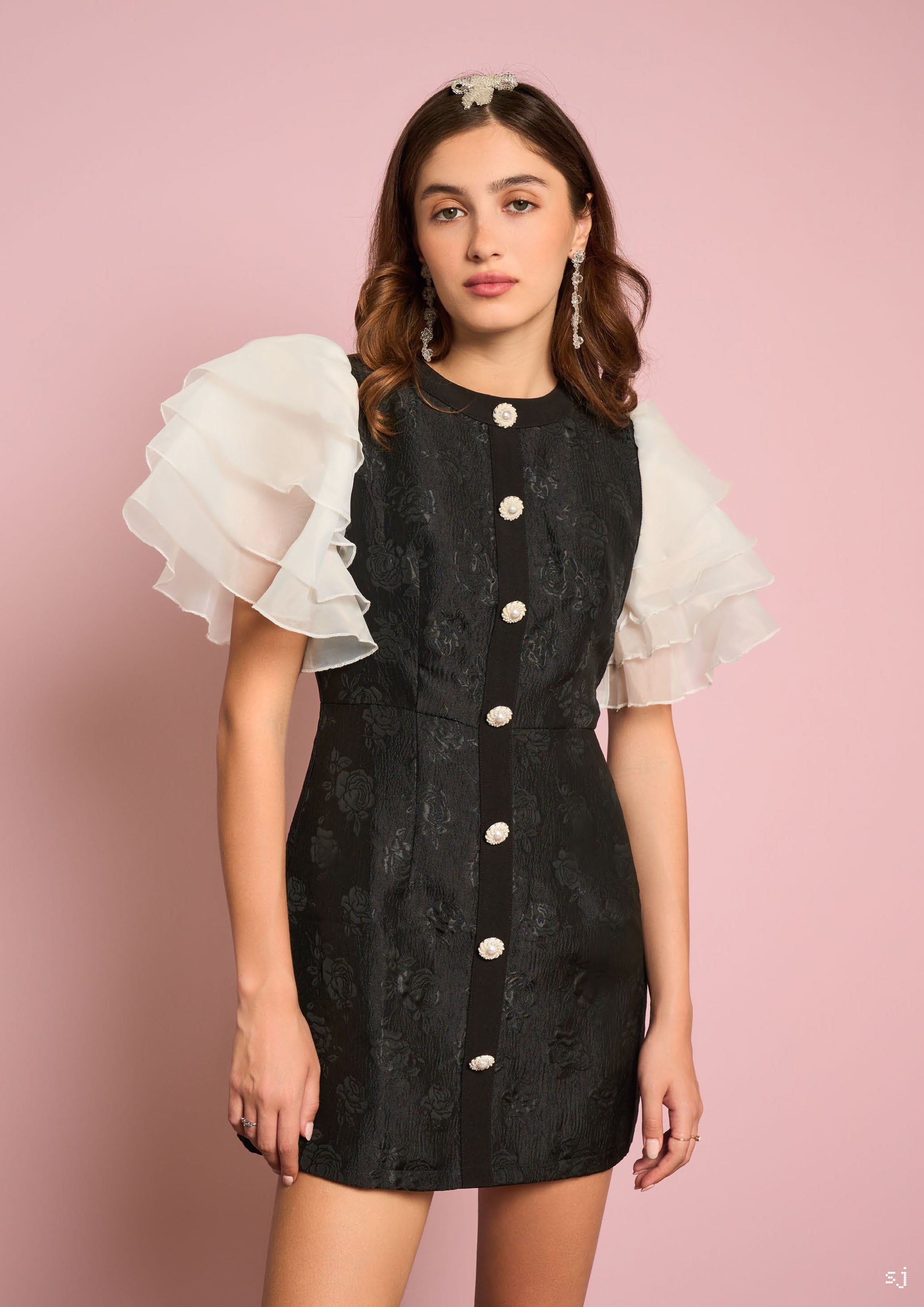 No:28SJ02DR1905BLK | Name:Dahlia Jacquard Mini Dress | Color:Black【SISTER JANE_シスタージェーン】