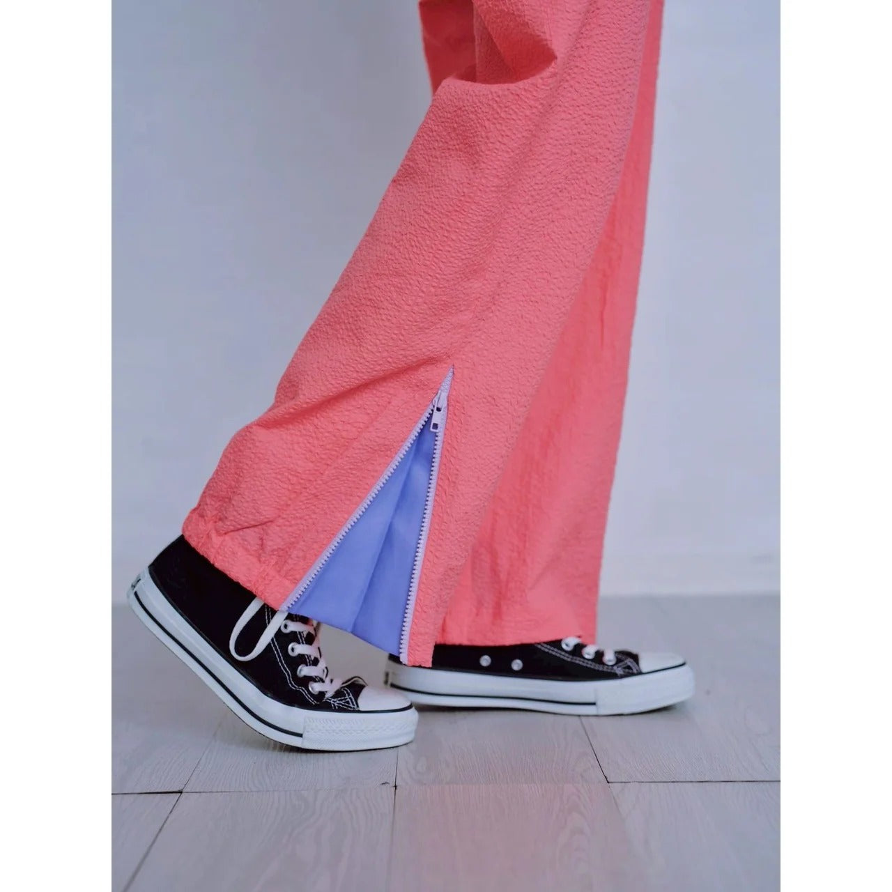 ZIP HEM SEERSUCKER PANTS – Pink | HCAE