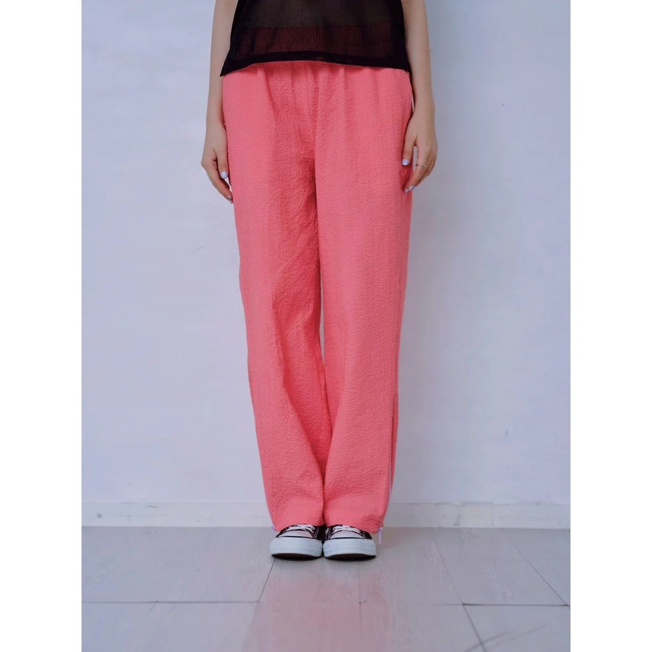 ZIP HEM SEERSUCKER PANTS – Pink | HCAE