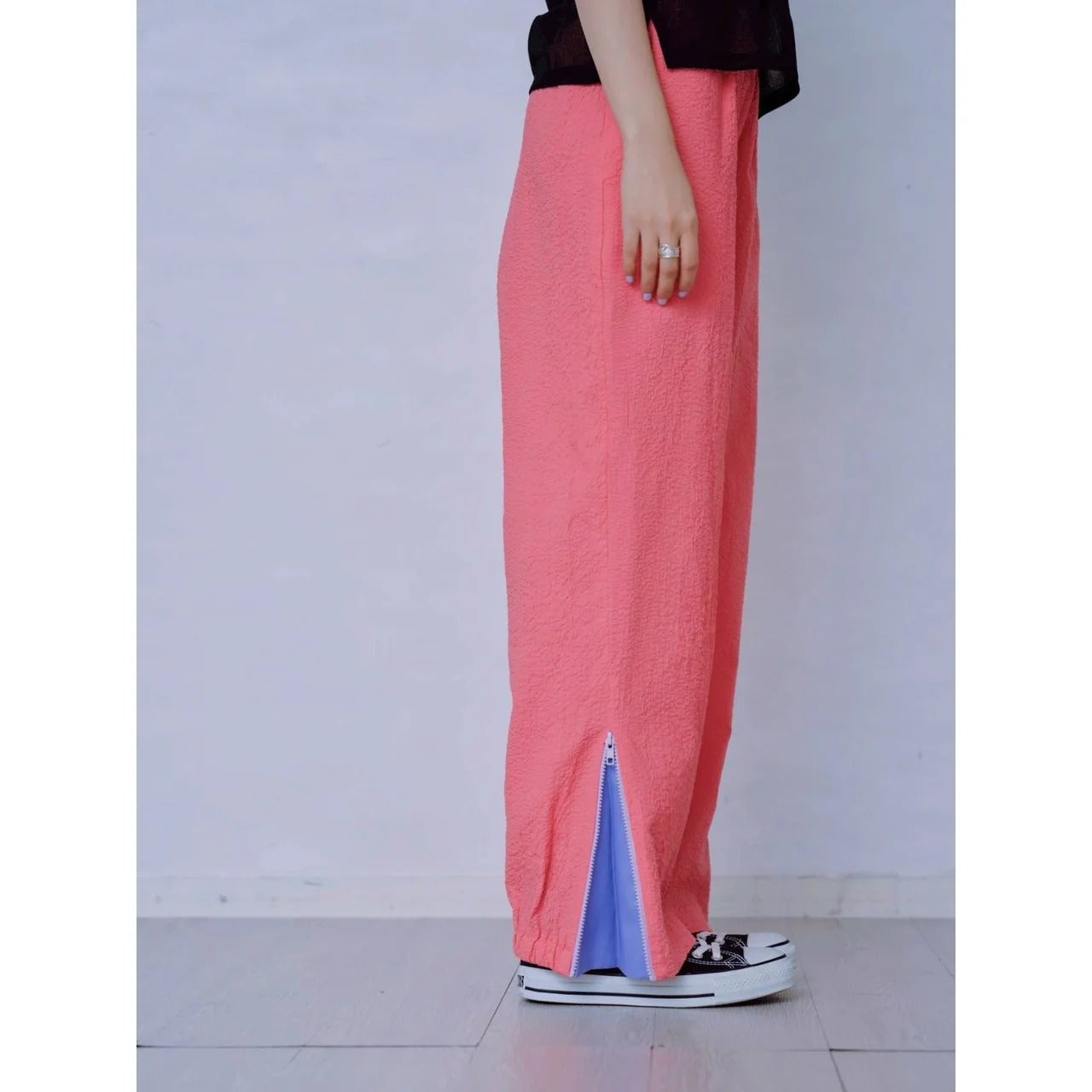 ZIP HEM SEERSUCKER PANTS – Pink | HCAE