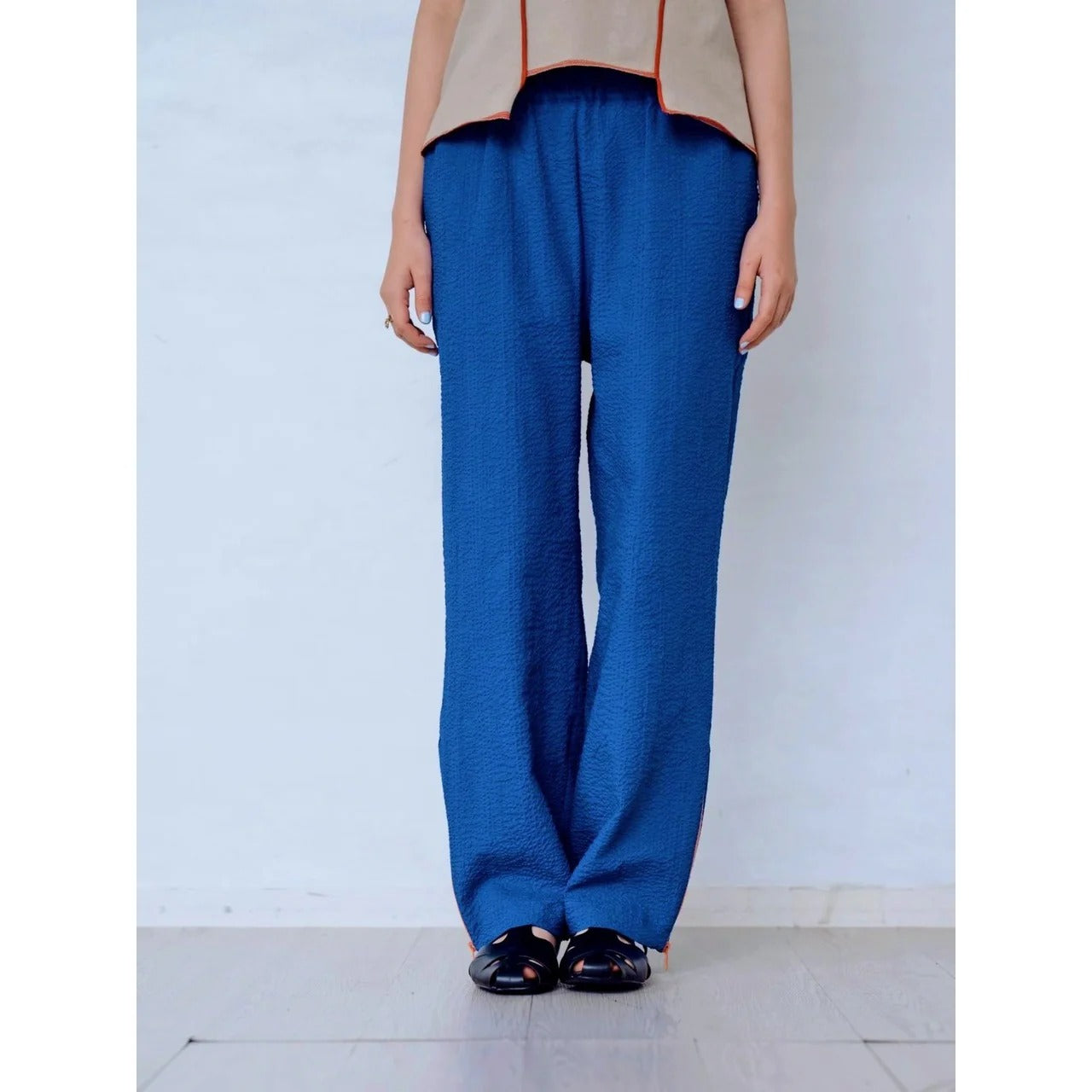 ZIP HEM SEERSUCKER PANTS – Blue | HCAE