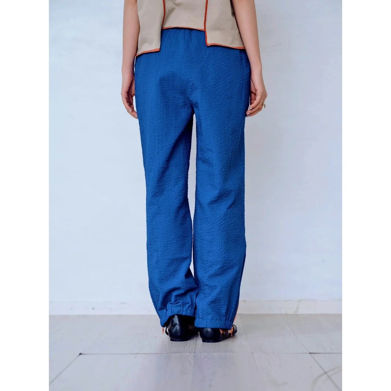 ZIP HEM SEERSUCKER PANTS – Blue | HCAE