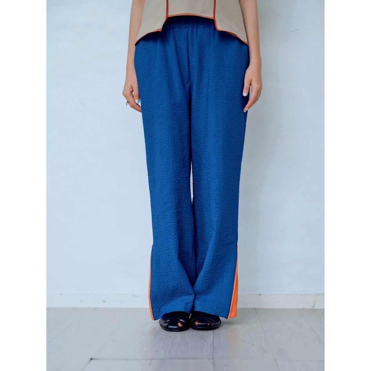 ZIP HEM SEERSUCKER PANTS – Blue | HCAE
