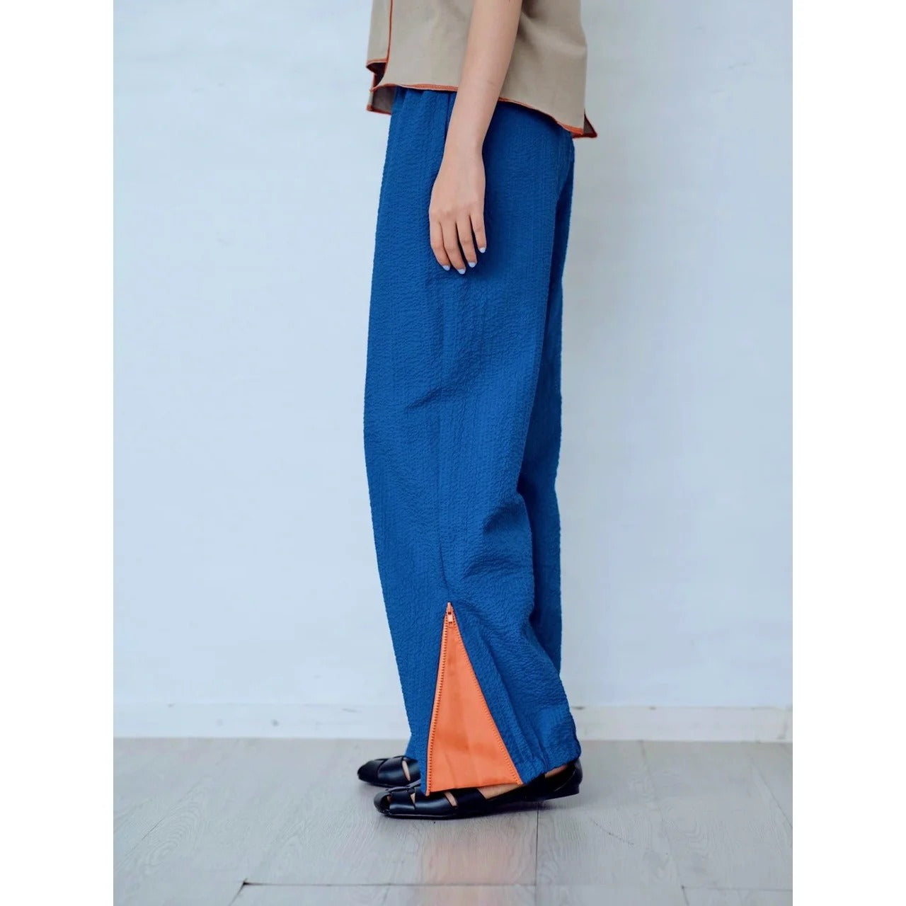 ZIP HEM SEERSUCKER PANTS – Blue | HCAE