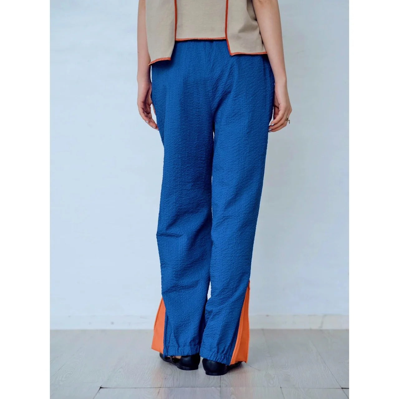 ZIP HEM SEERSUCKER PANTS – Blue | HCAE